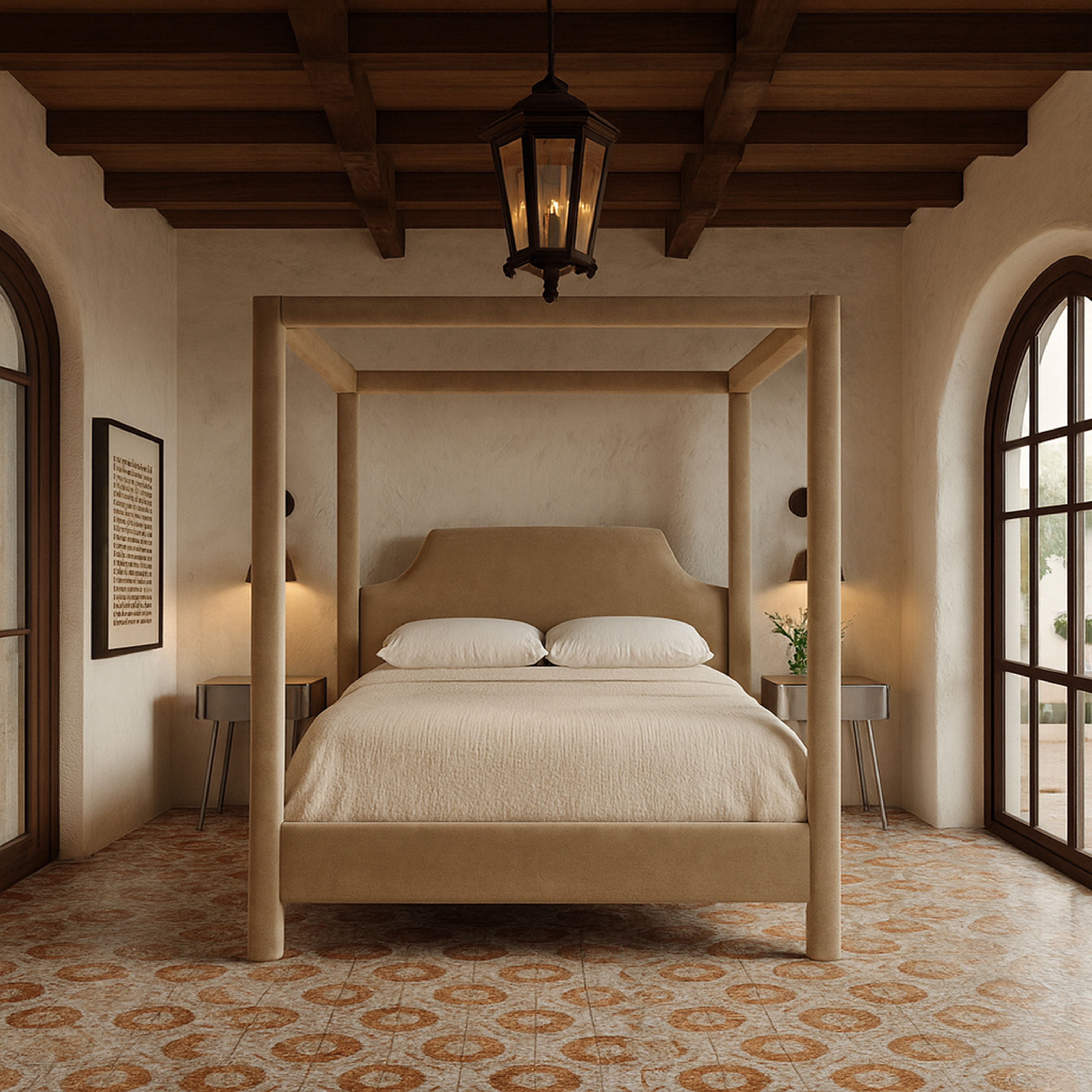 Dawson - Velvet Upholstered Full Bed - Beige