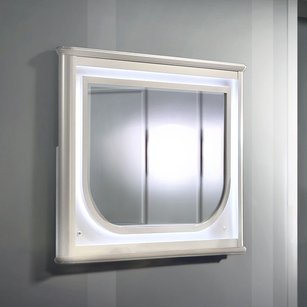 Laveda - Mirror With LED - Pearl White, white, view 8