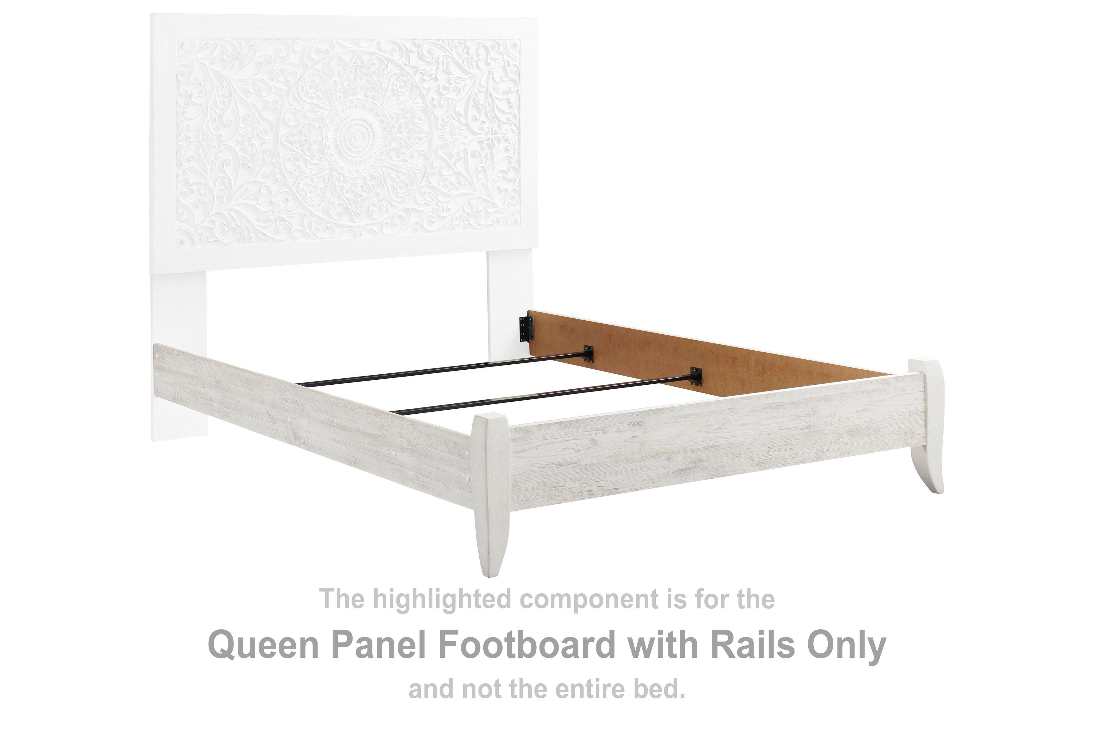 Paxberry – Queen Panel Footboard With Rails – Whitewash
