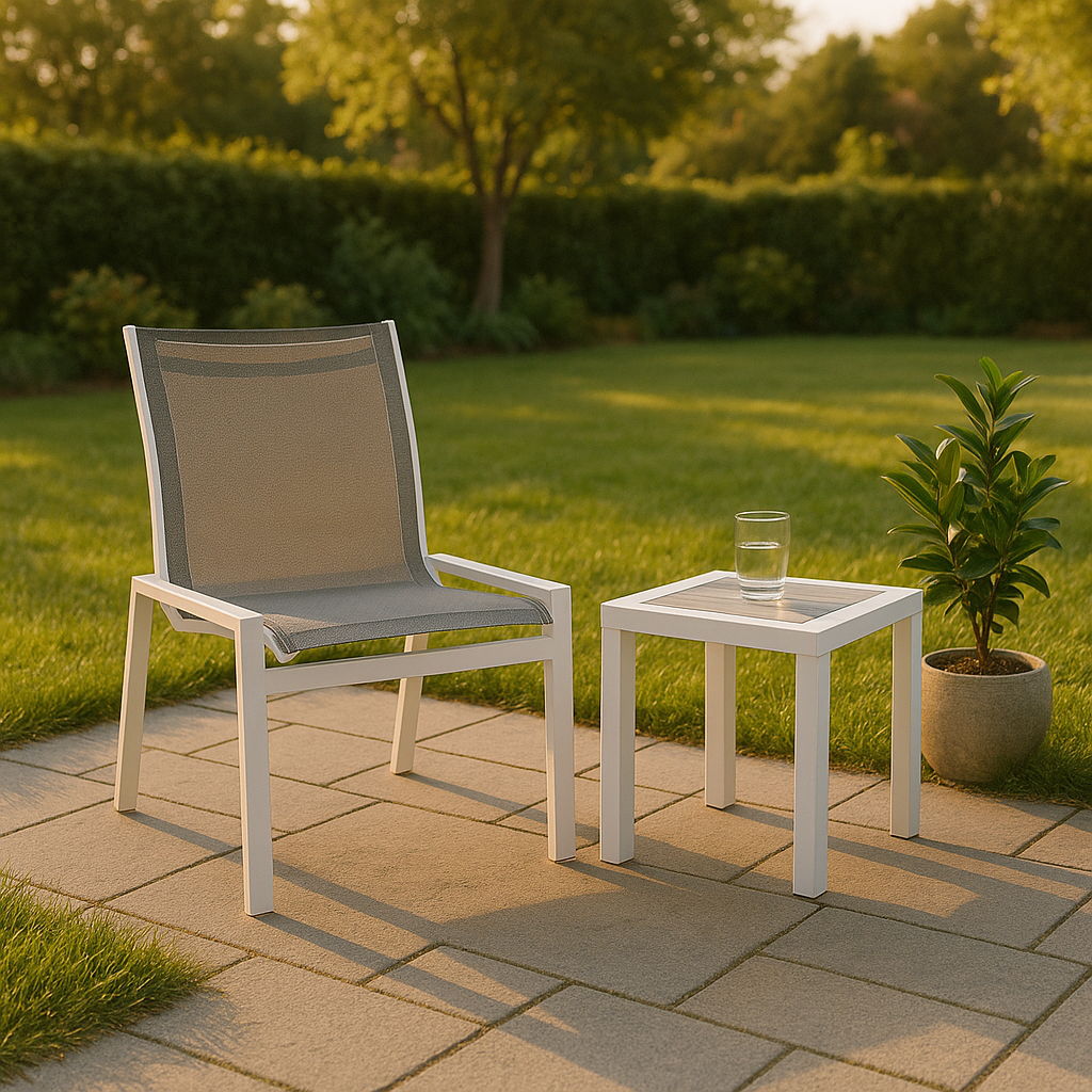 Nizuc - Outdoor Patio Dining Chair With White Frame (Set of 2) - Gray