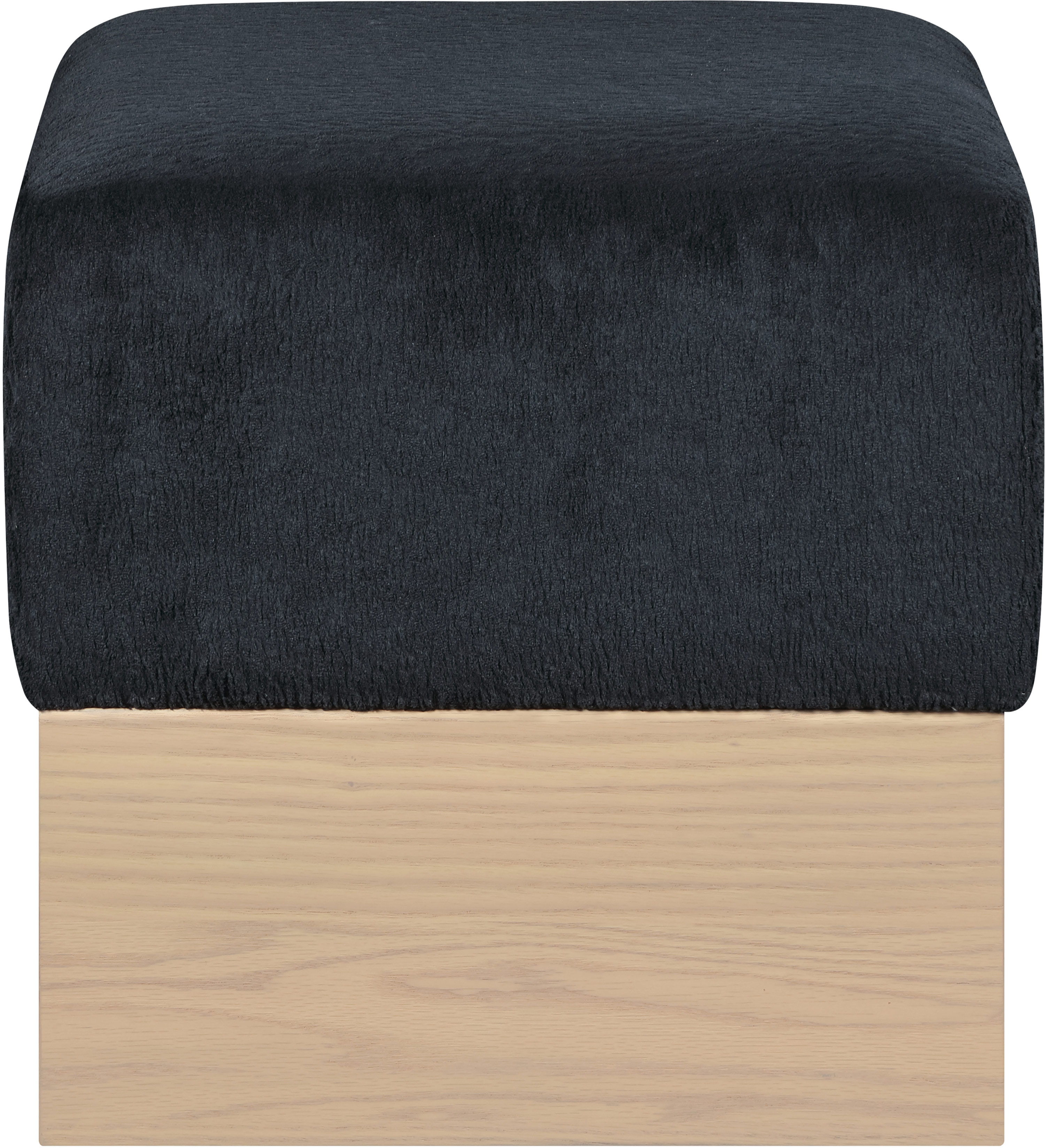 Havre - Ottoman / Stool With Natural Base - Black