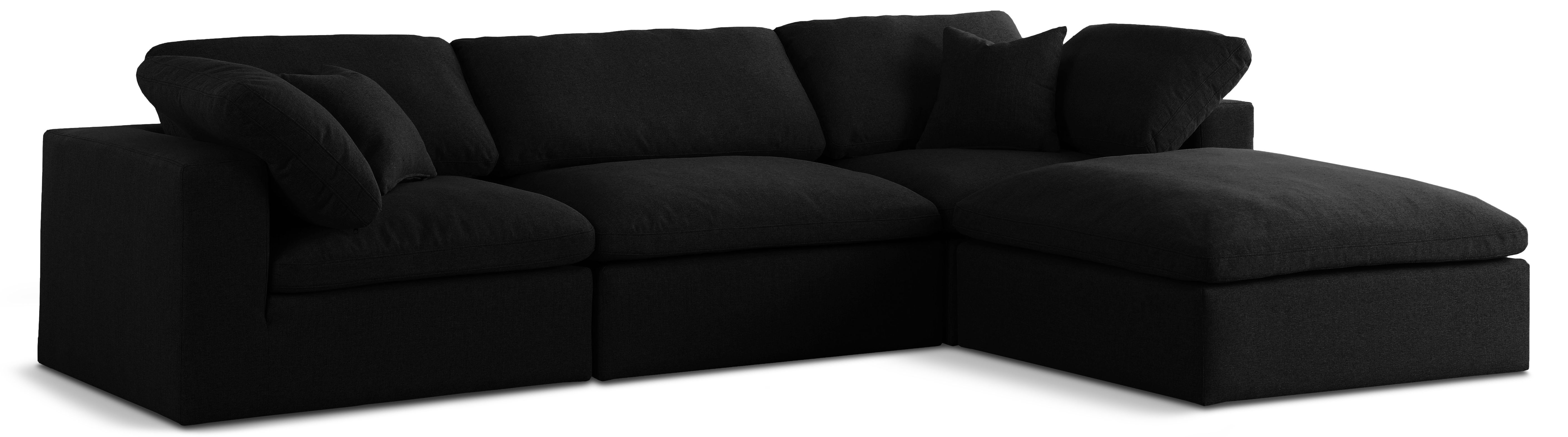 Serene - 4 Piece Modular Sectional With Chaise - Black