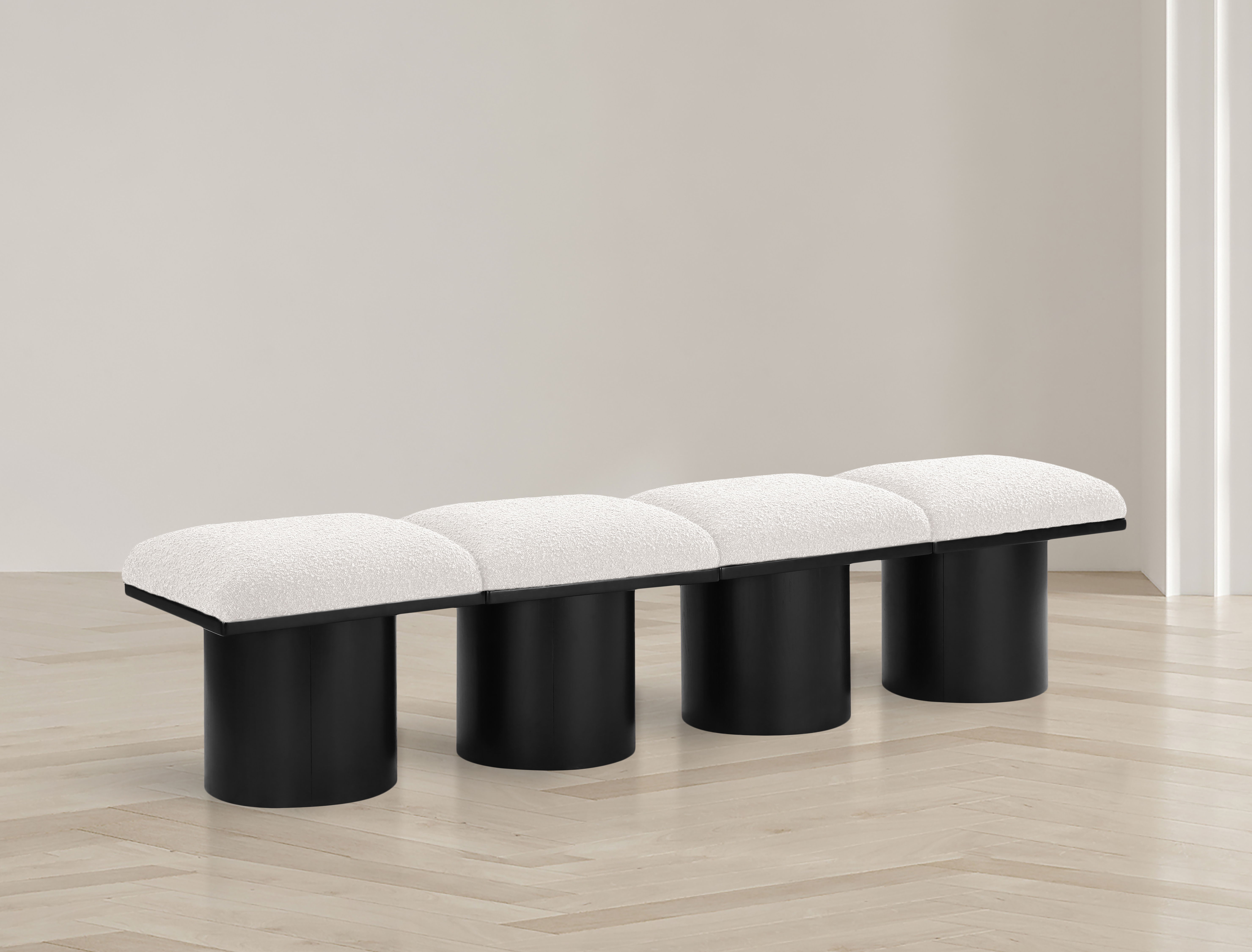 Pavilion - 72" 4 Piece Modular Bench With Black Base - Cream