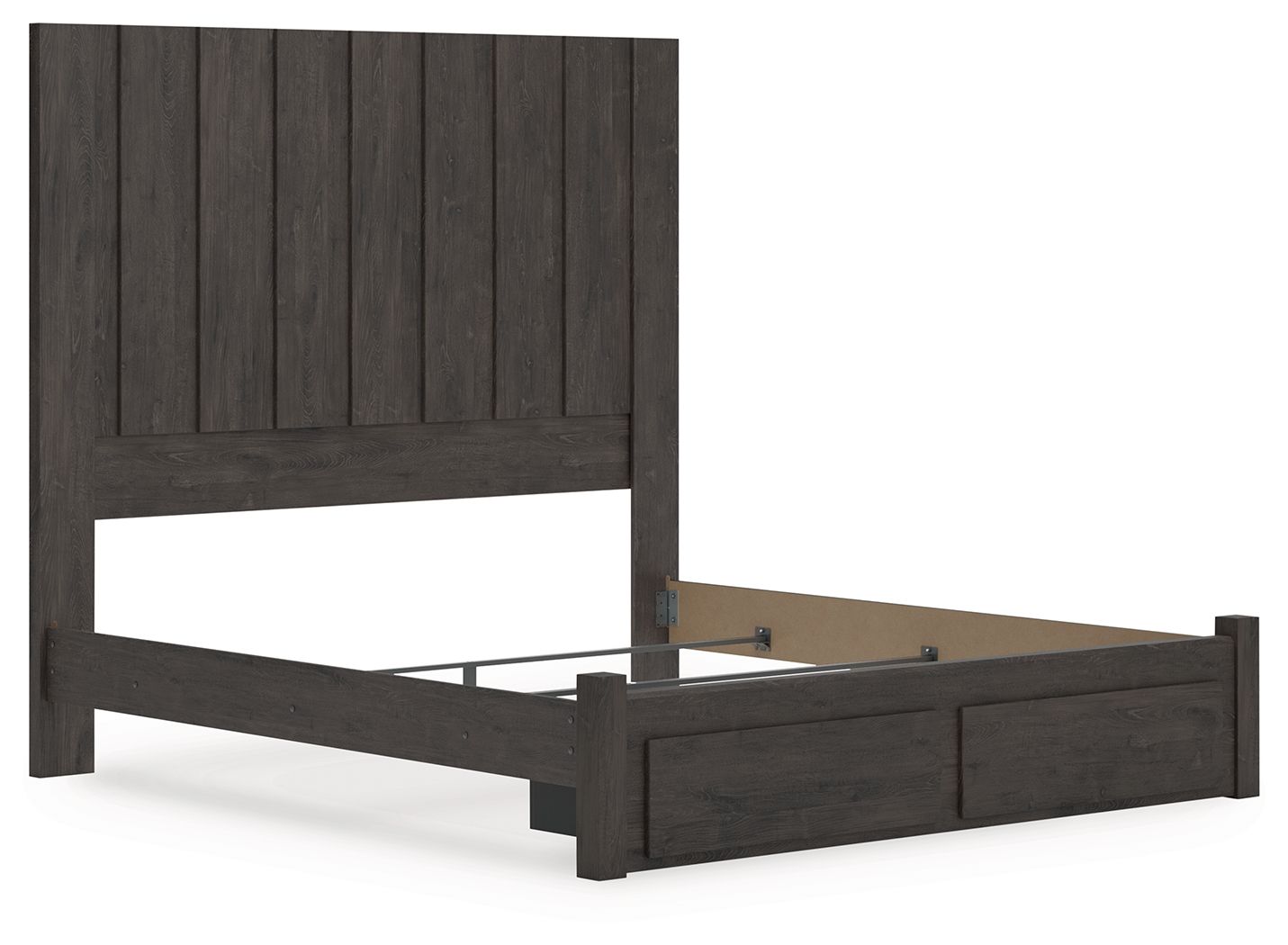 Fraluna - King Panel Storage Bed - Charcoal