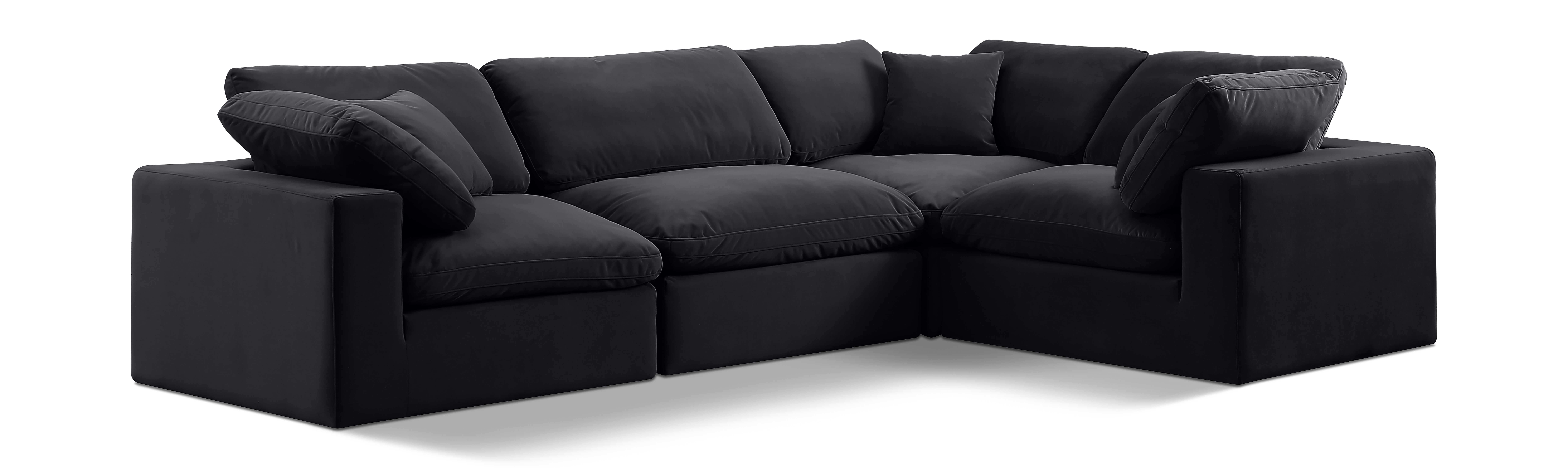 Comfy - 4 Piece Velvet Modular Sectional - Black