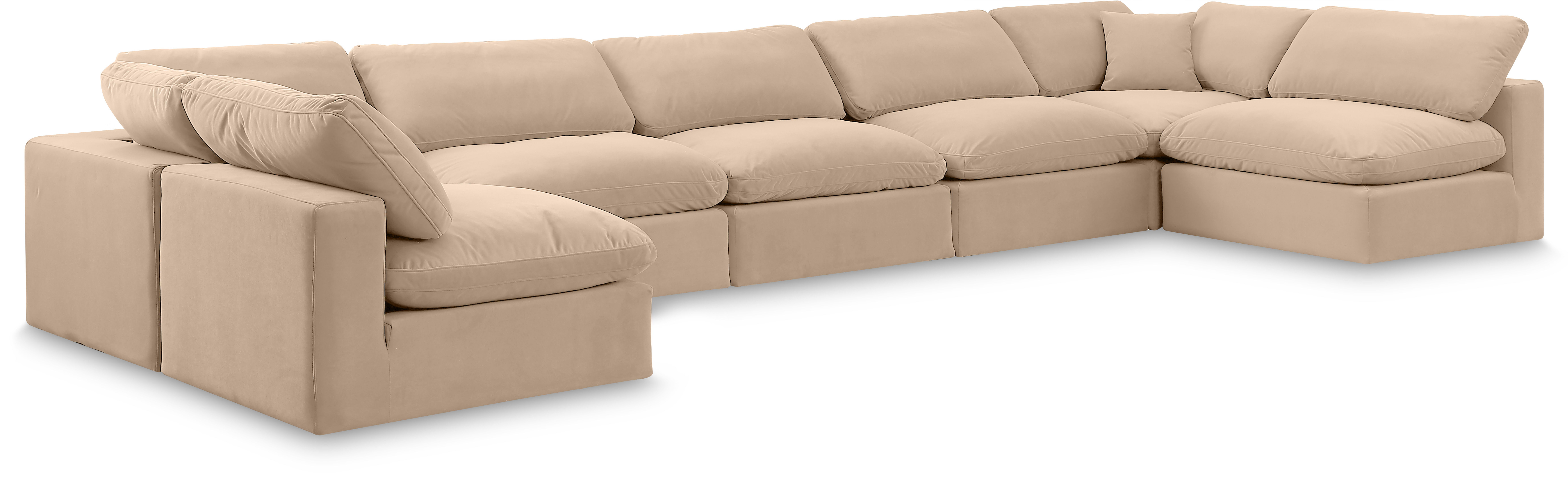 Comfy - 7 Piece Velvet Modular Armless Sectional - Light Beige