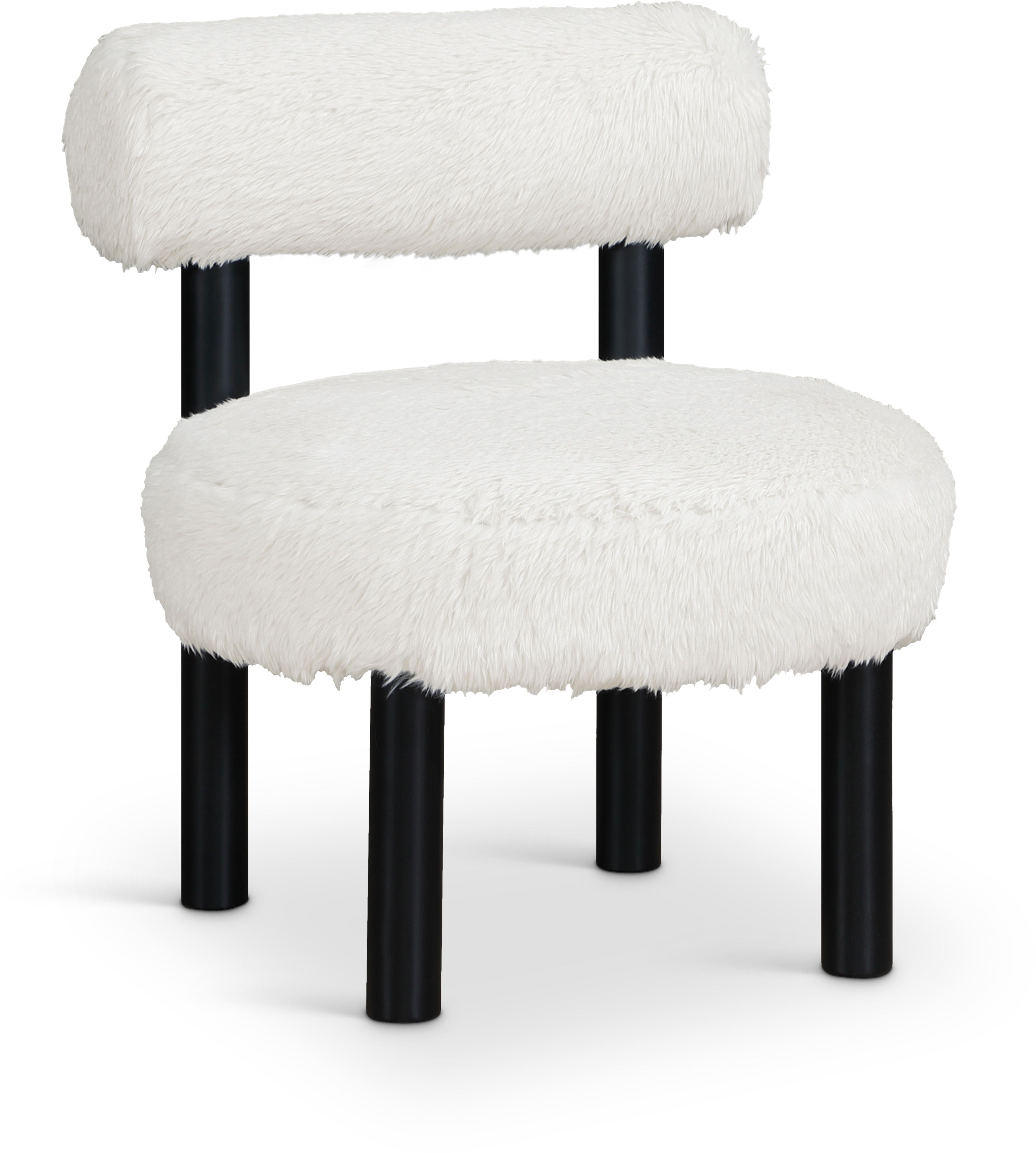 Ambre - Vegan Shearling Fabric Upholstered Accent Chair - Cream