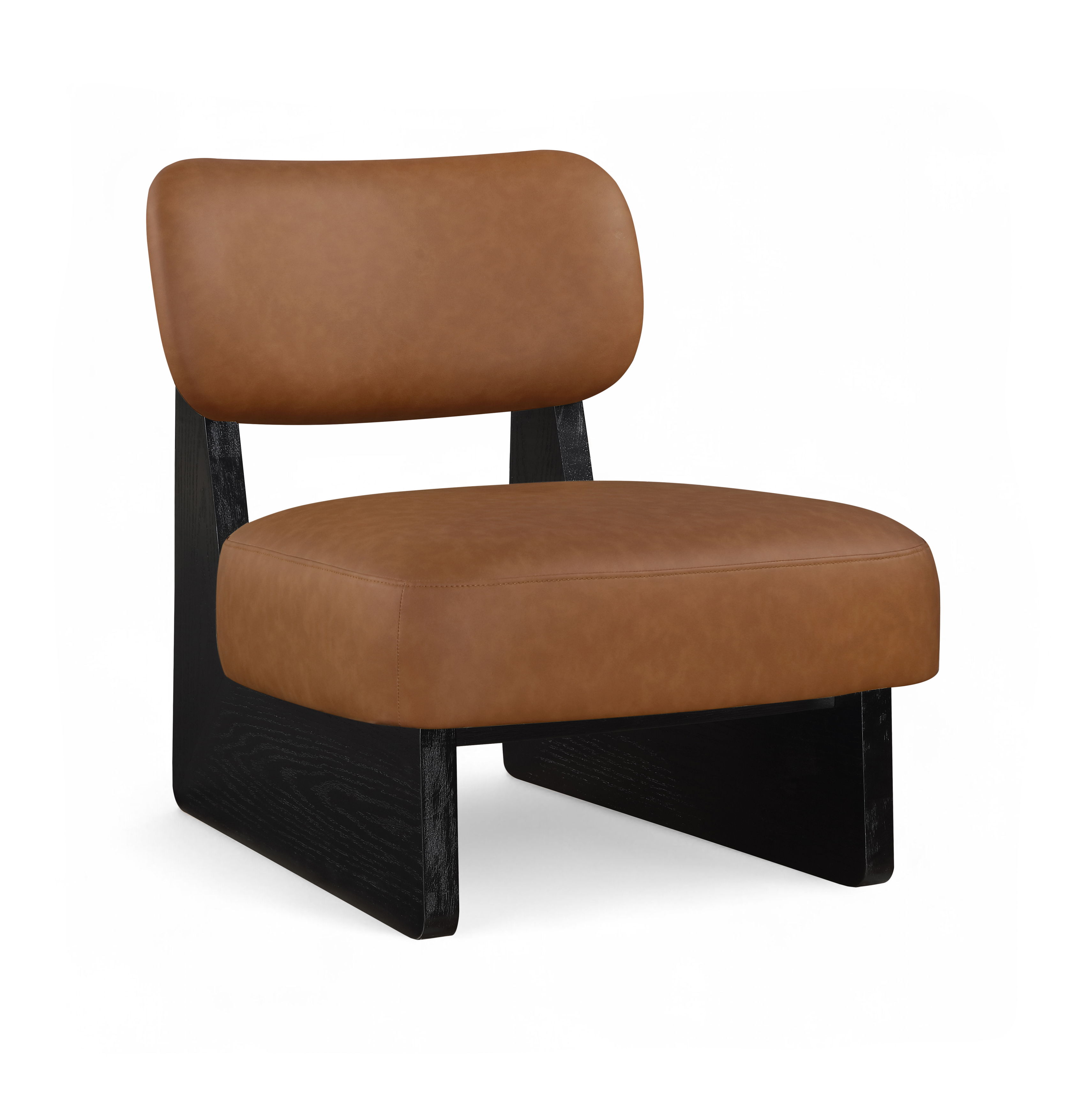 Vetra - Vegan Leather Upholstered Accent Chair - Cognac / Painted Black