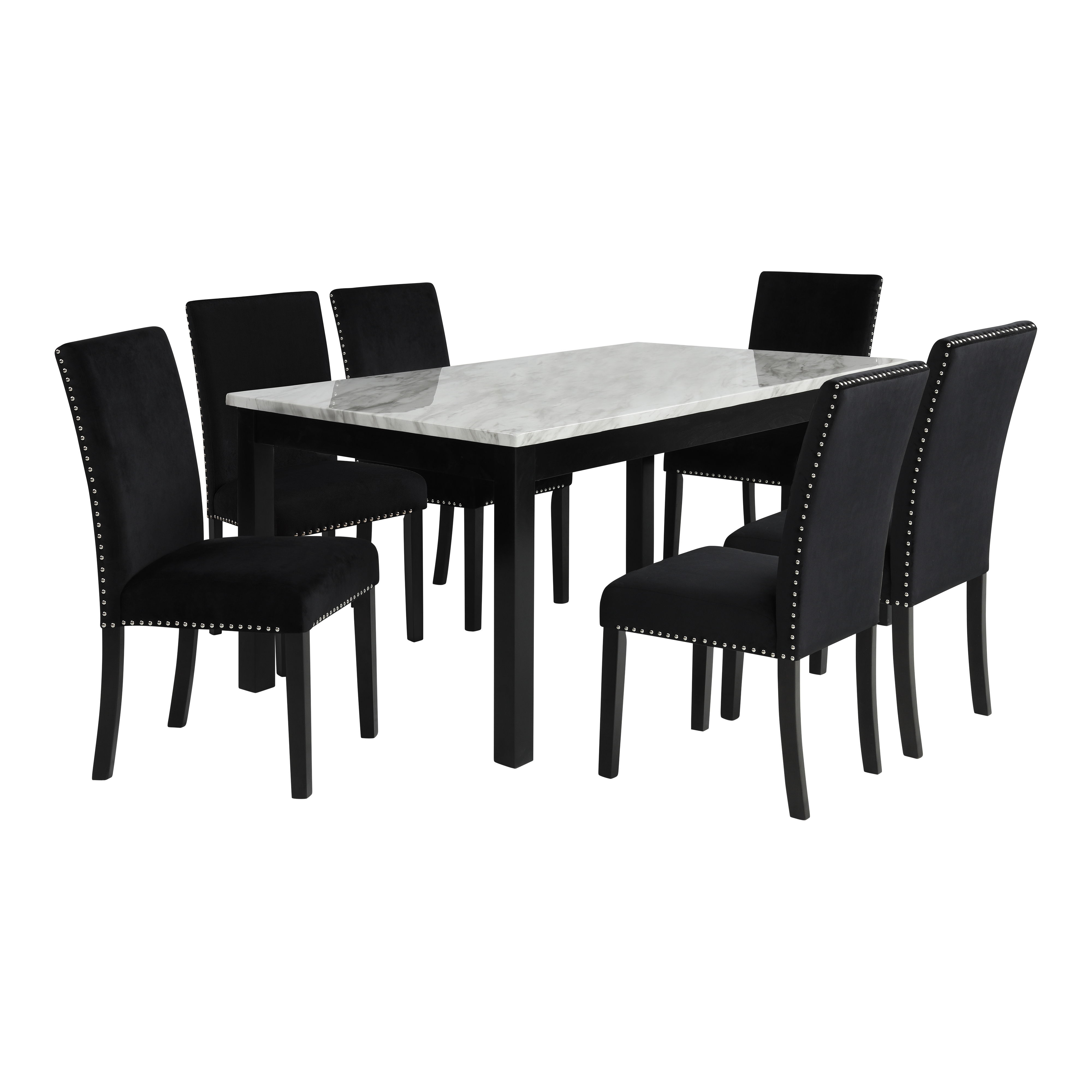 Celeste - Dining Table With 6 Chairs - Black / White