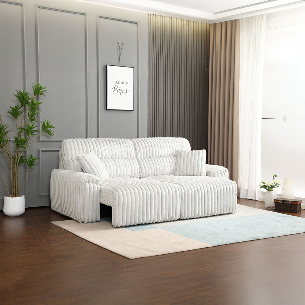 Jaya - Power Motion Sofa With Sleeper & USB Port - Mondo Gray Corduroy, white, view 4