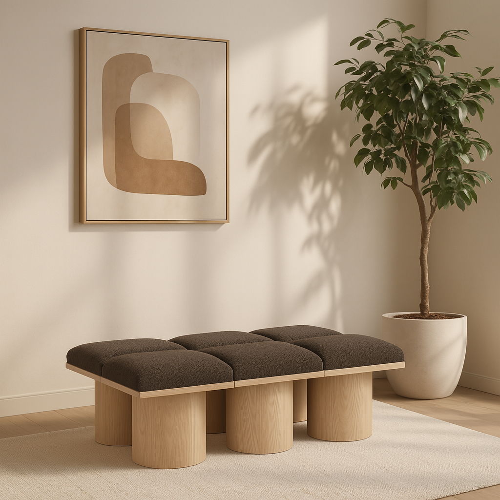 Pavilion - 54" 6 Piece Modular Bench With Natural Base - Brown