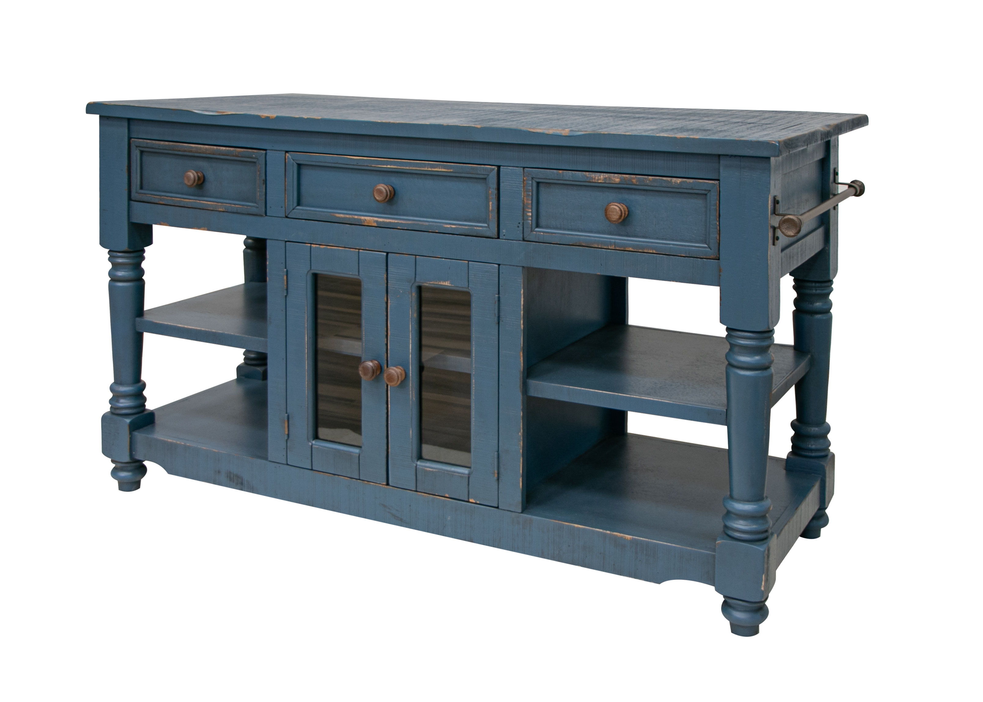 International Furniture Direct Aruba - Kitchen Island - Dark Blue / Sky Blue