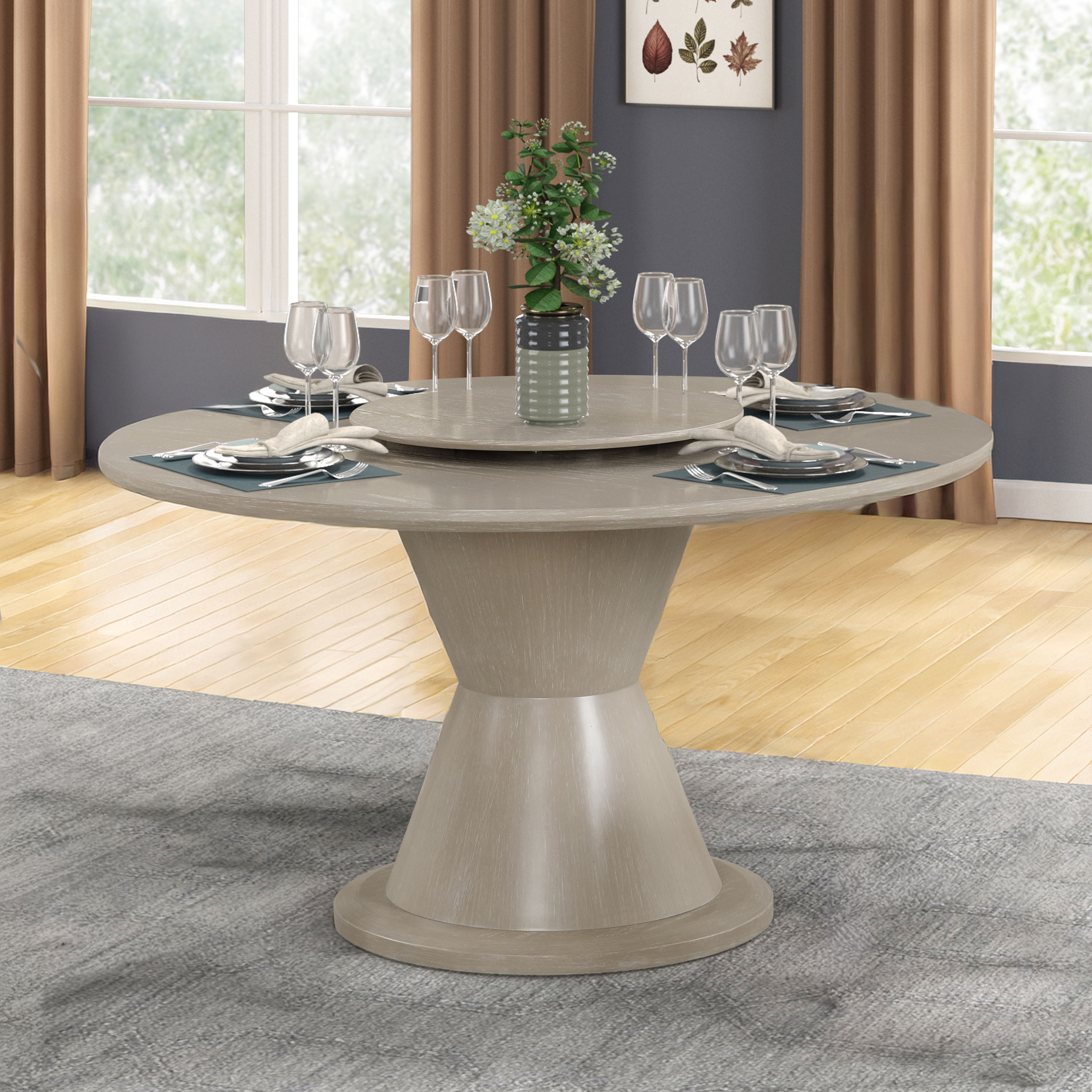 Gwendolyn - Round Table Top And Base - Beige, beige