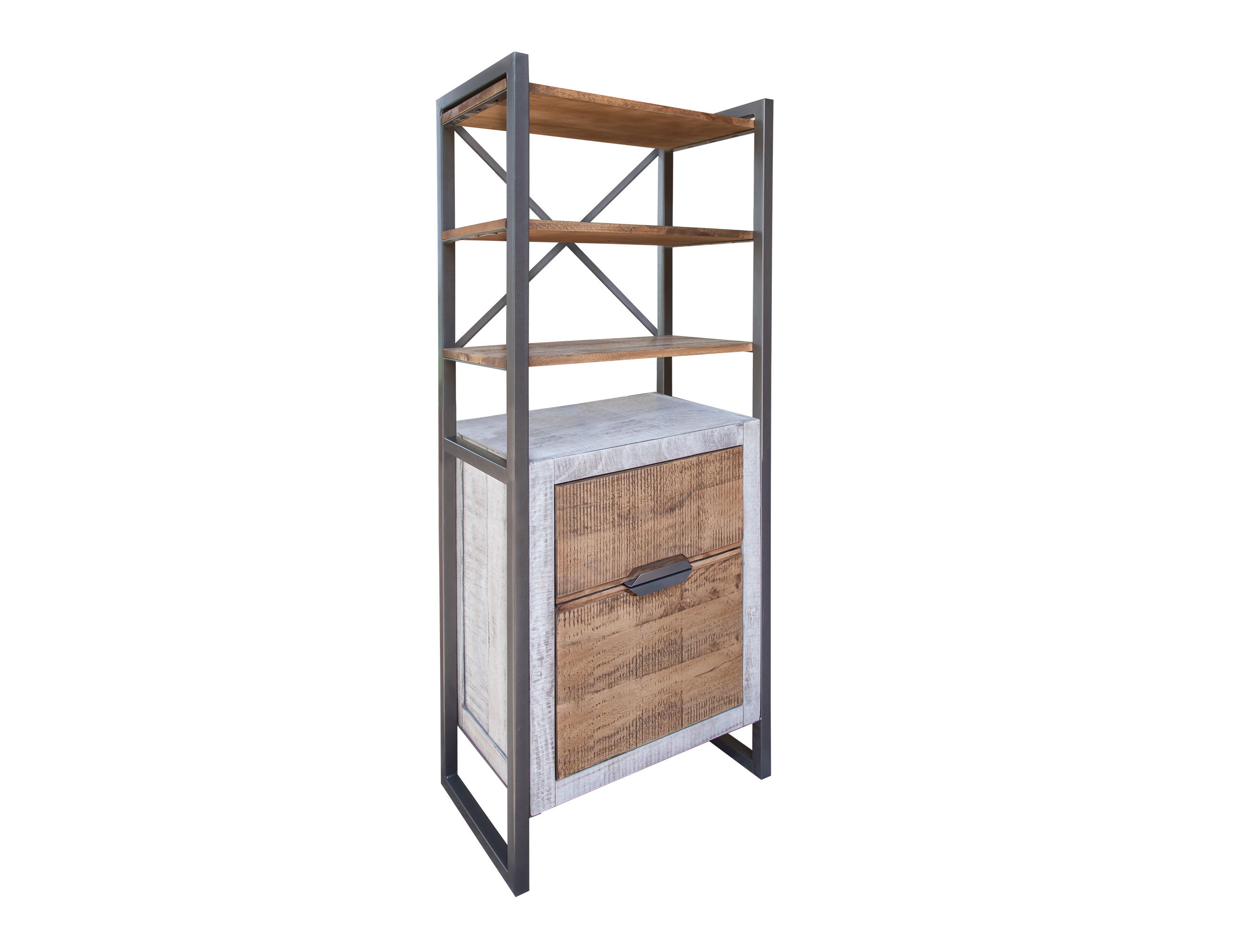 International Furniture Direct Mita - Bookcase - Honey Brown / Light Gray
