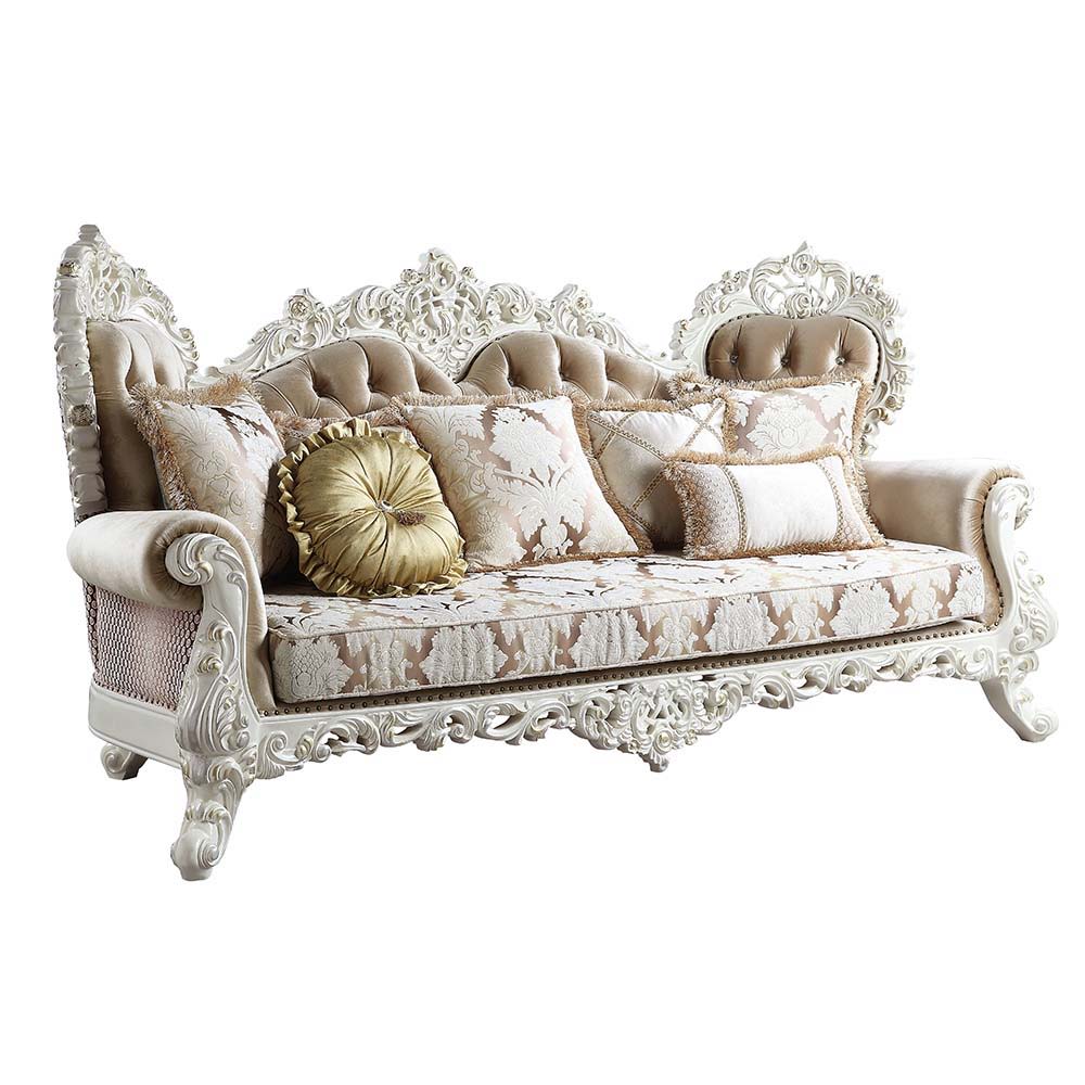 Vanaheim - Sofa With 7 Pillows - Fabric & Antique White, white