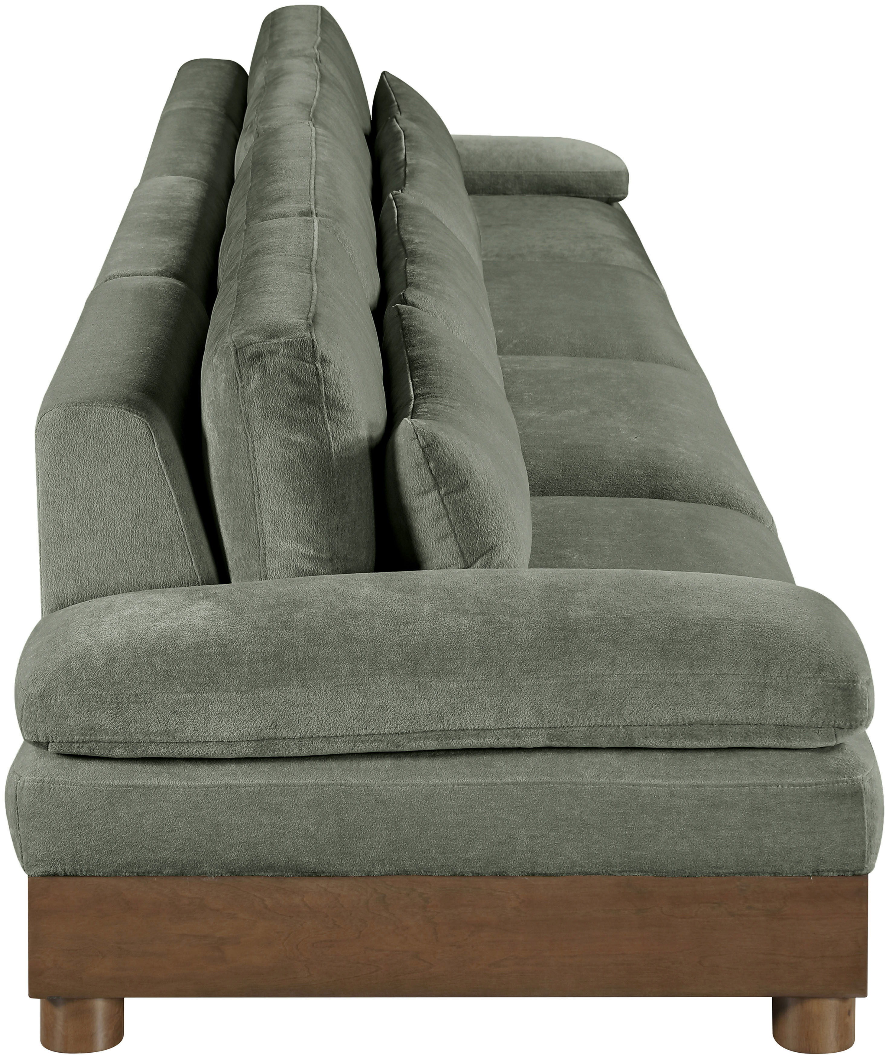 Turin - 175.5" Chenille Fabric Upholstered 4 Piece Modular Sofa - Green / Brown Walnut