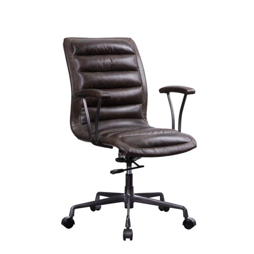 Zooey - Office Chair - Distress Chocolate Top Grain Leather, dark brown