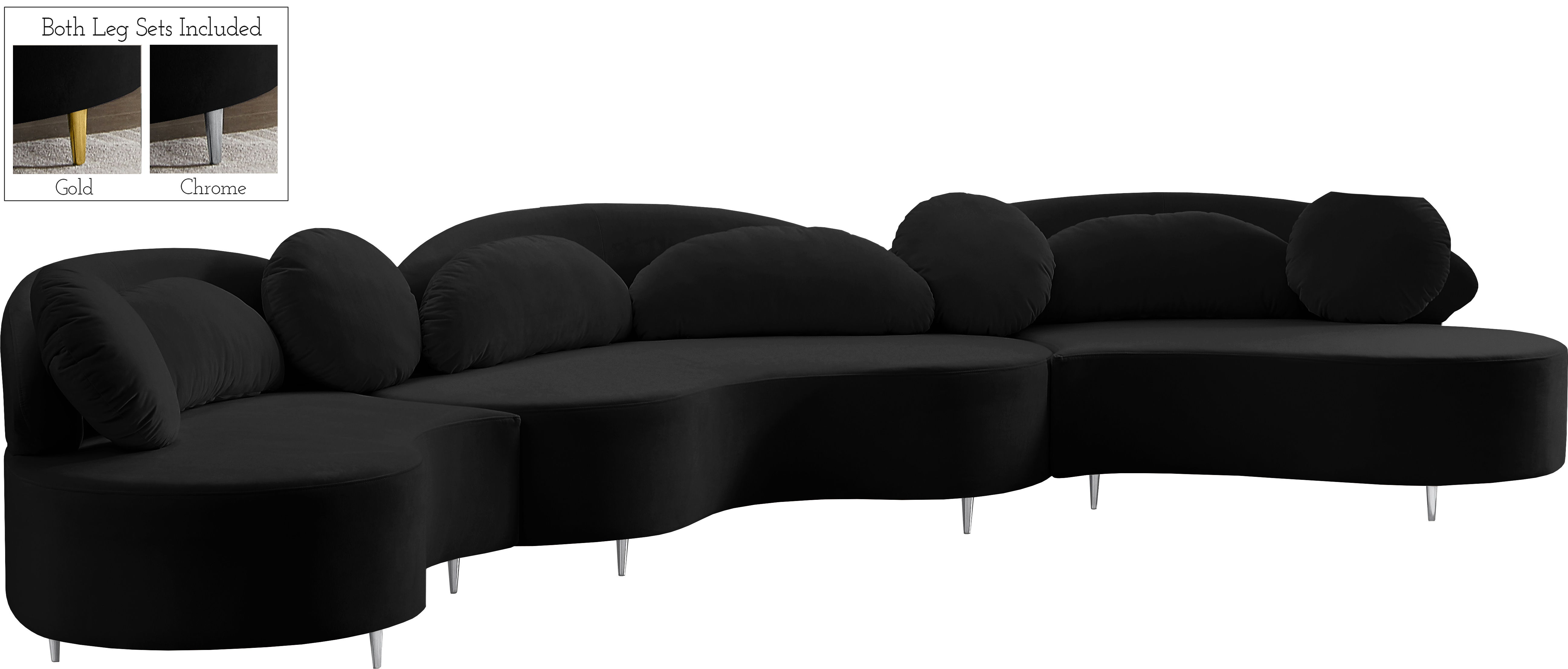 Vivacious - 3 Piece Sectional - Black