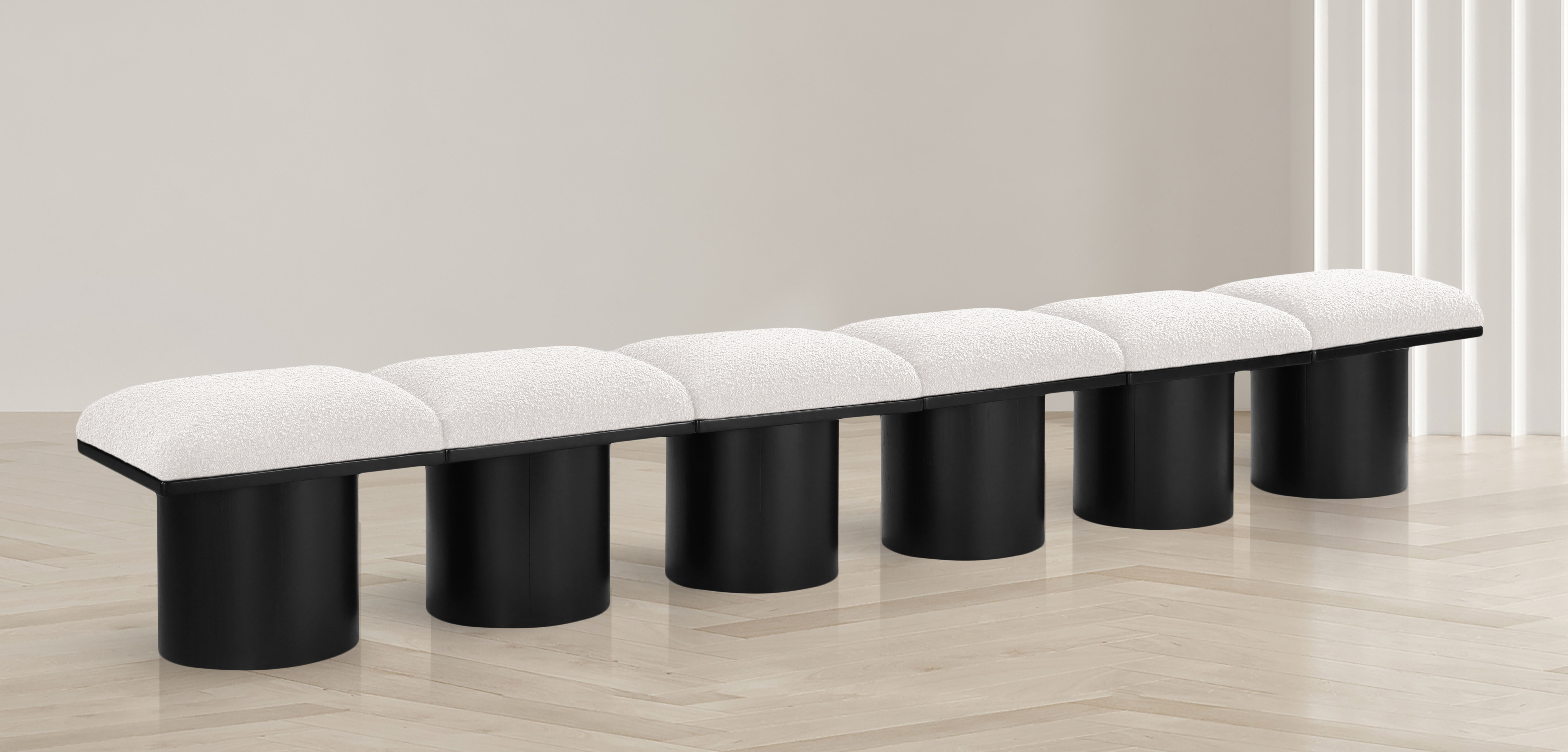 Pavilion - 108" 6 Piece Modular Bench With Black Base - Cream