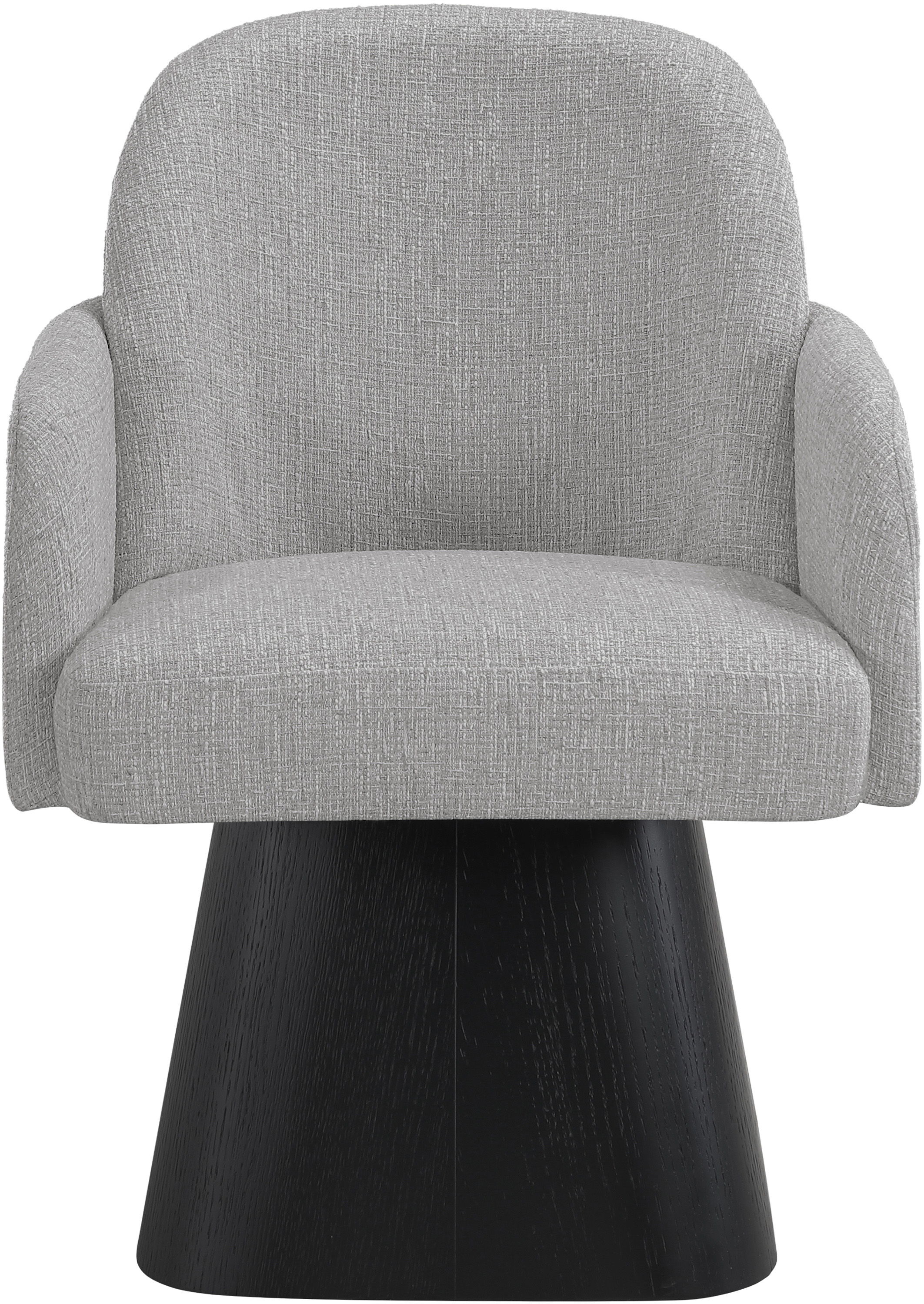 Marlowe - Linen Textured Fabric Upholstered Swivel Dining Arm Chair - Grey