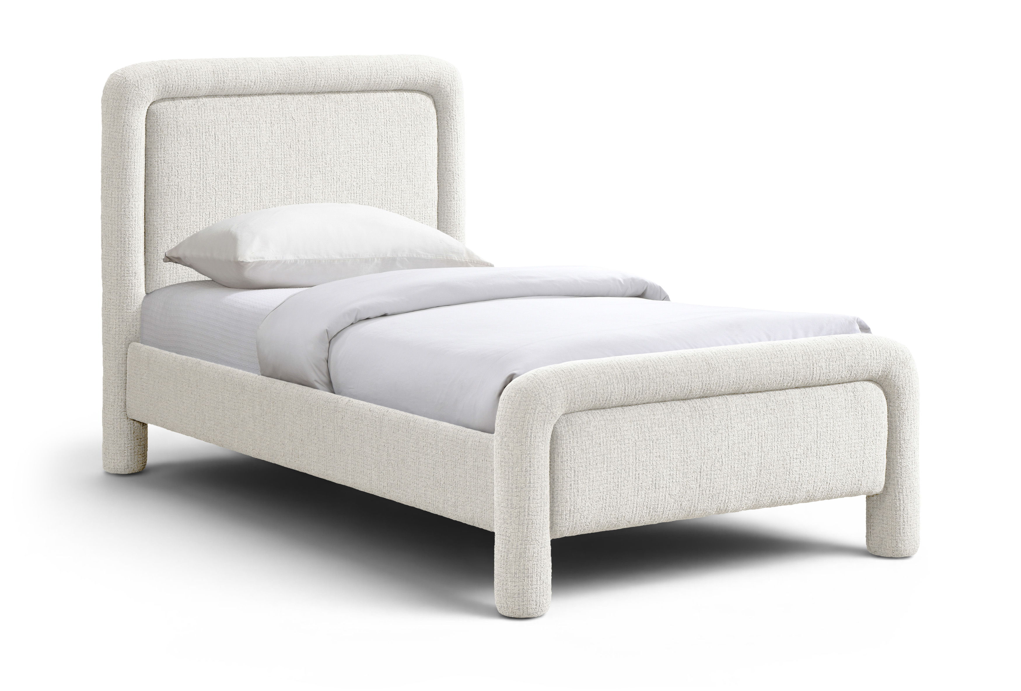 Baylor - Fabric With Interwoven Chenille Upholstered Twin Bed - Cream