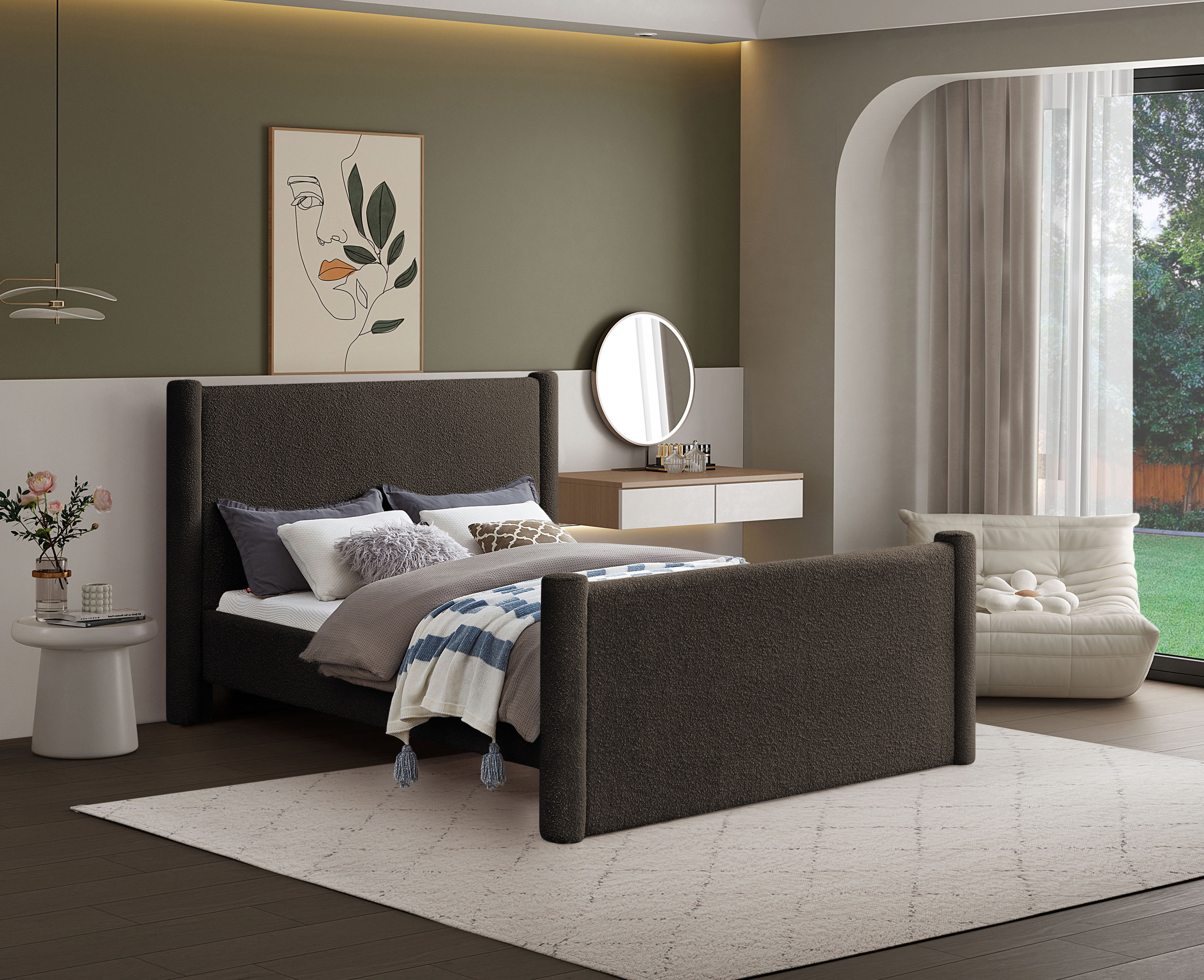 Elias - Boucle King Bed - Brown