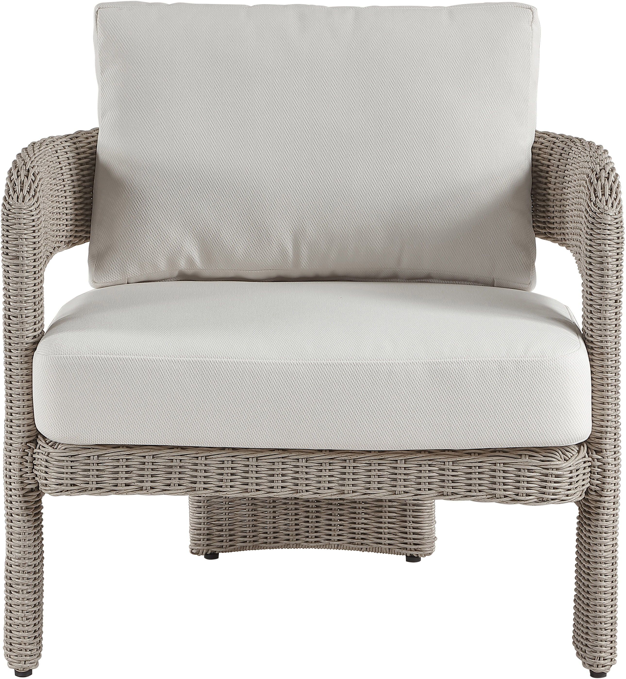 Sandbay - Olefin Water Resistant Fabric And Wicker Outdoor Patio Accent Chair - Cream