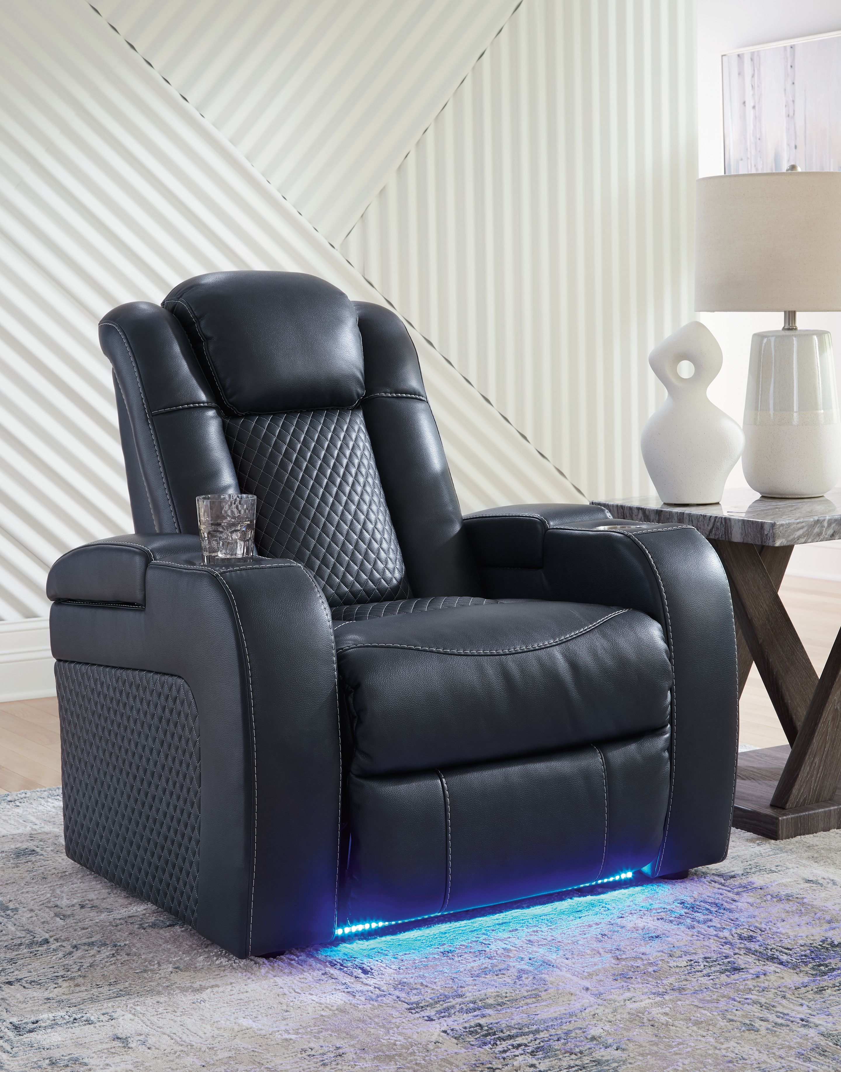 Ashley Furniture Fyne-Dyme - Power Recliner/Adj Headrest - Sapphire - Image 2