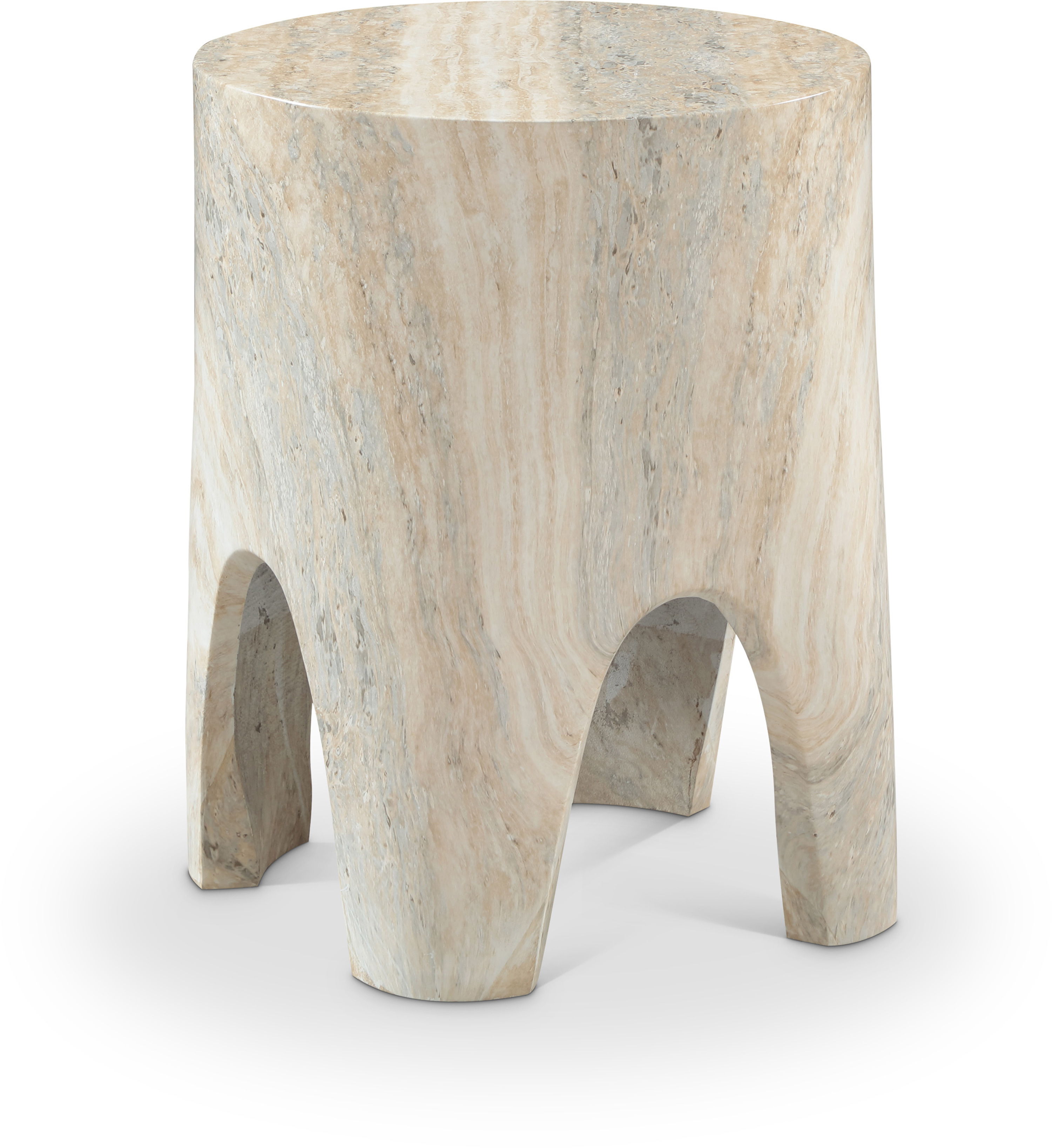 Foligno - Concrete End Table - Travertine