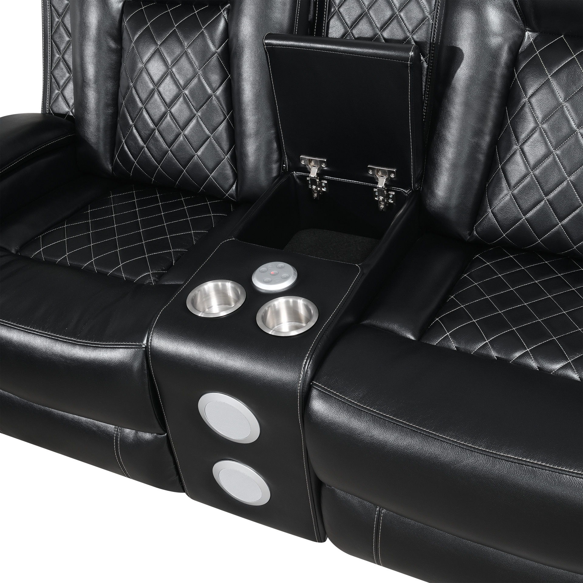 Orion II - Console Loveseat With Dual Recliners - Black, black, view 6