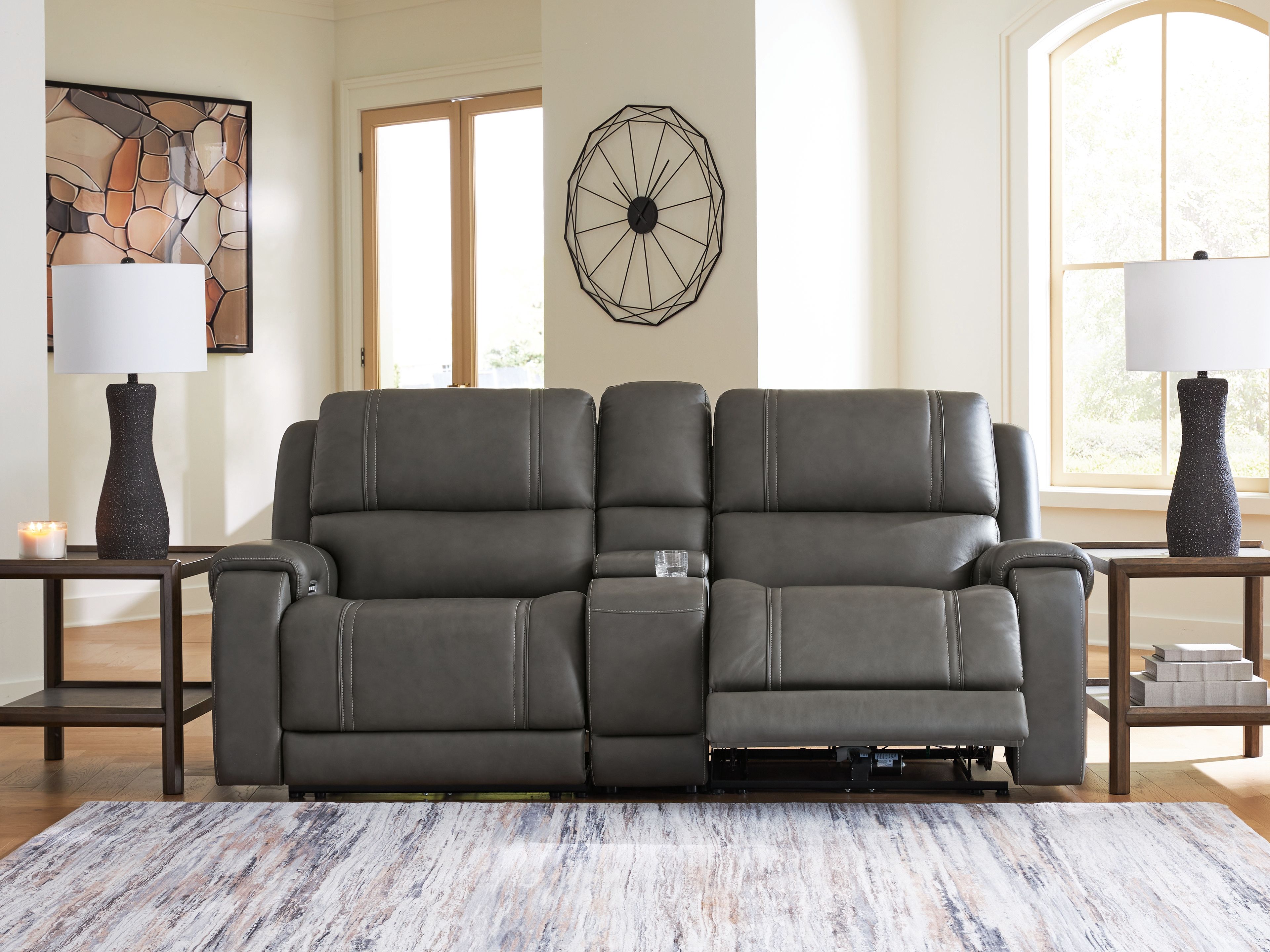 Ashley Furniture 5Z - Pittson - 3-Piece Power Reclining Sectional Loveseat With Storage Console - Anchor - Image 10