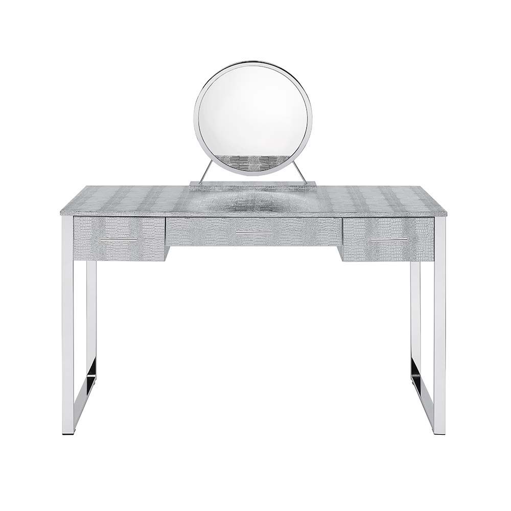 Myles - Vanity Set With USB - Antique White & Chrome, silver, view 8