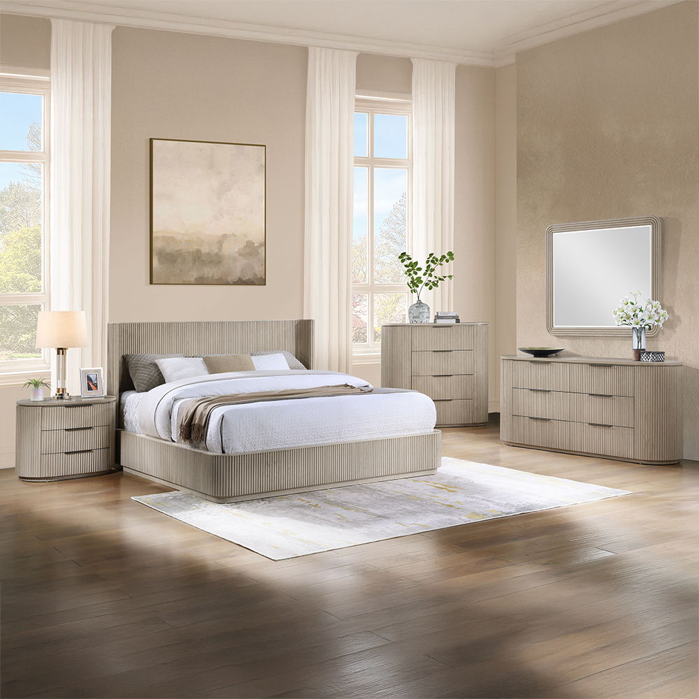 Leanna - Nightstand With USB Port - Light Oak, light brown, view 8
