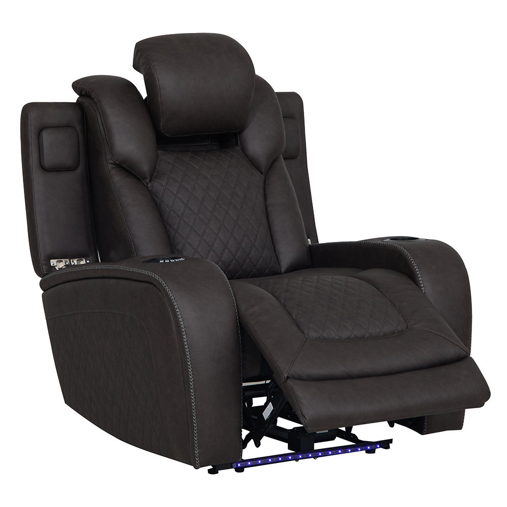 Wendell - Power Motion Recliner With Storage, USB & LED - Dark Gray, dark gray, view 3