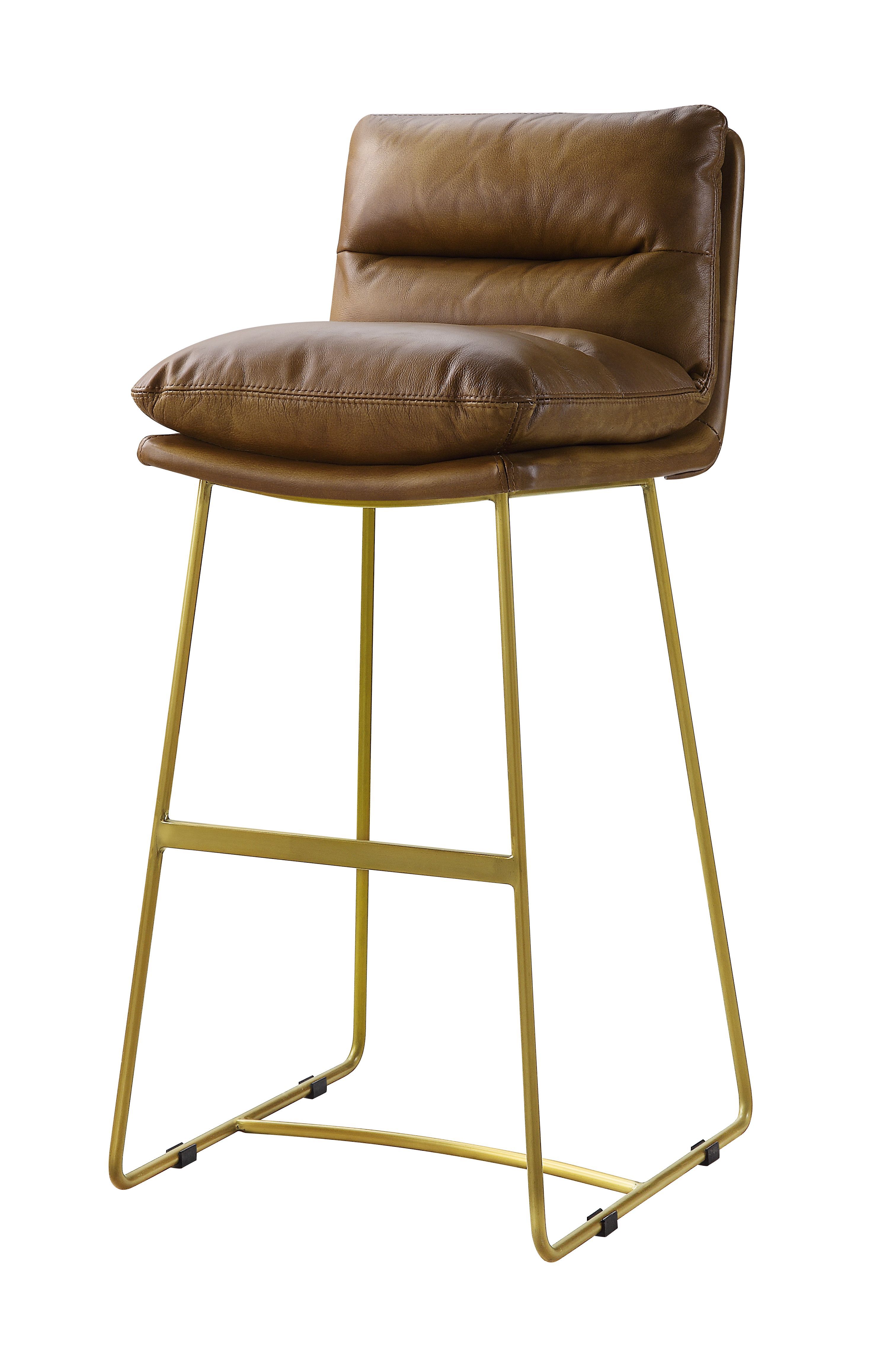 Alsey - Bar Chair - Saddle Brown Top Grain Leather, dark brown