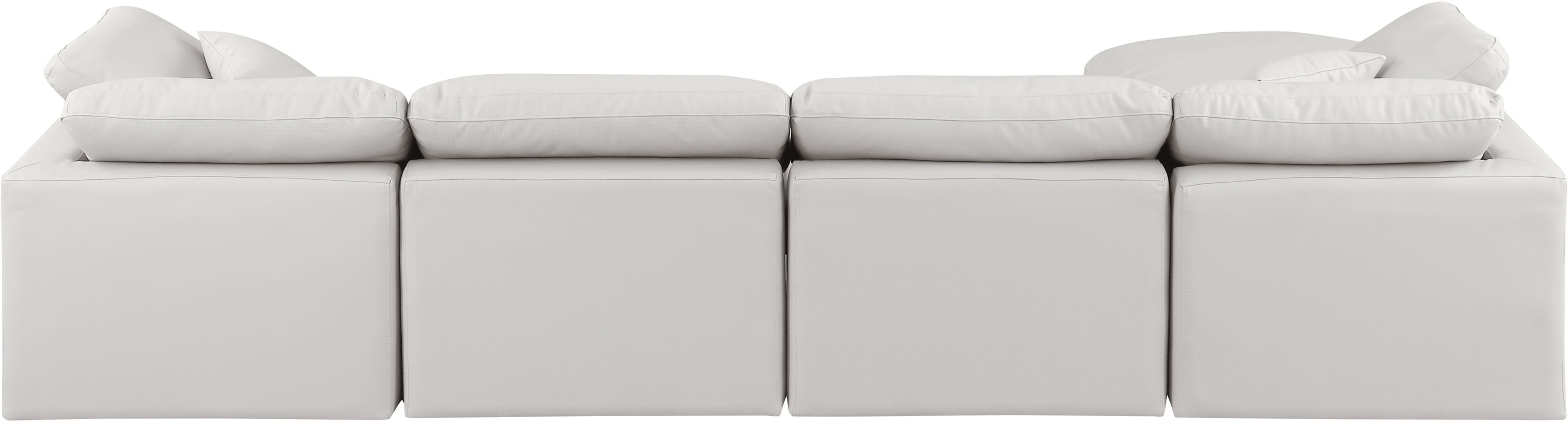 Indulge - Faux Leather 5 Piece Modular Sectional With Chaise - Cream
