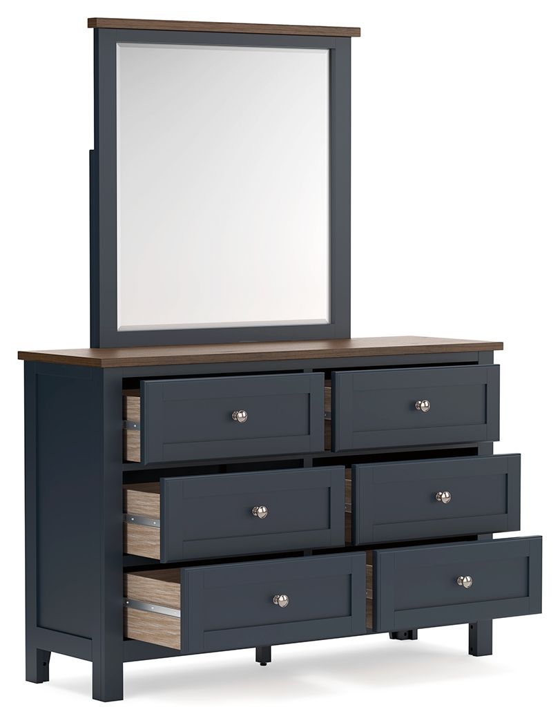 Ashley Furniture Landocken - Dresser and Mirror - Brown / Blue - Image 4
