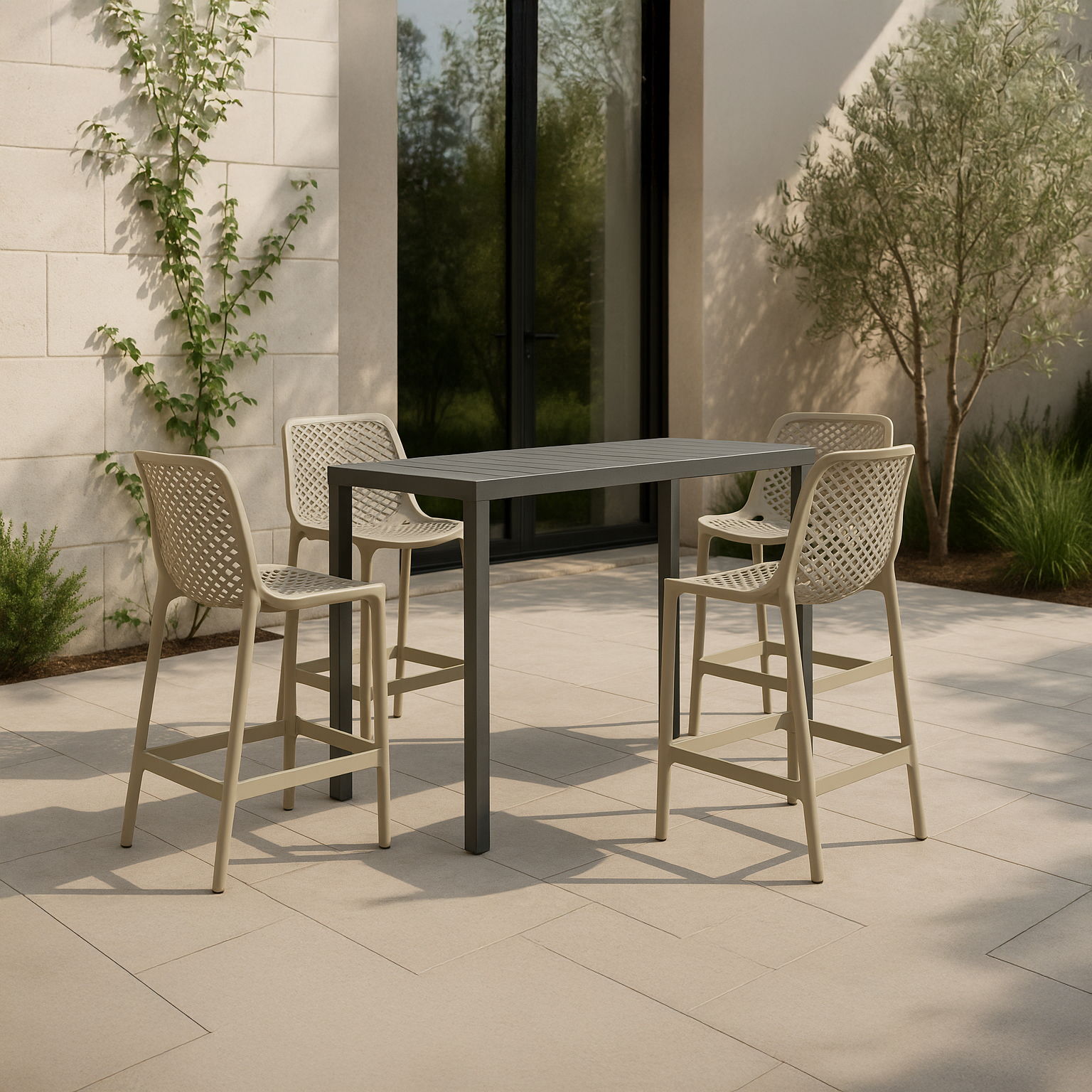Mykonos - Outdoor Patio Stool (Set of 4) - Taupe