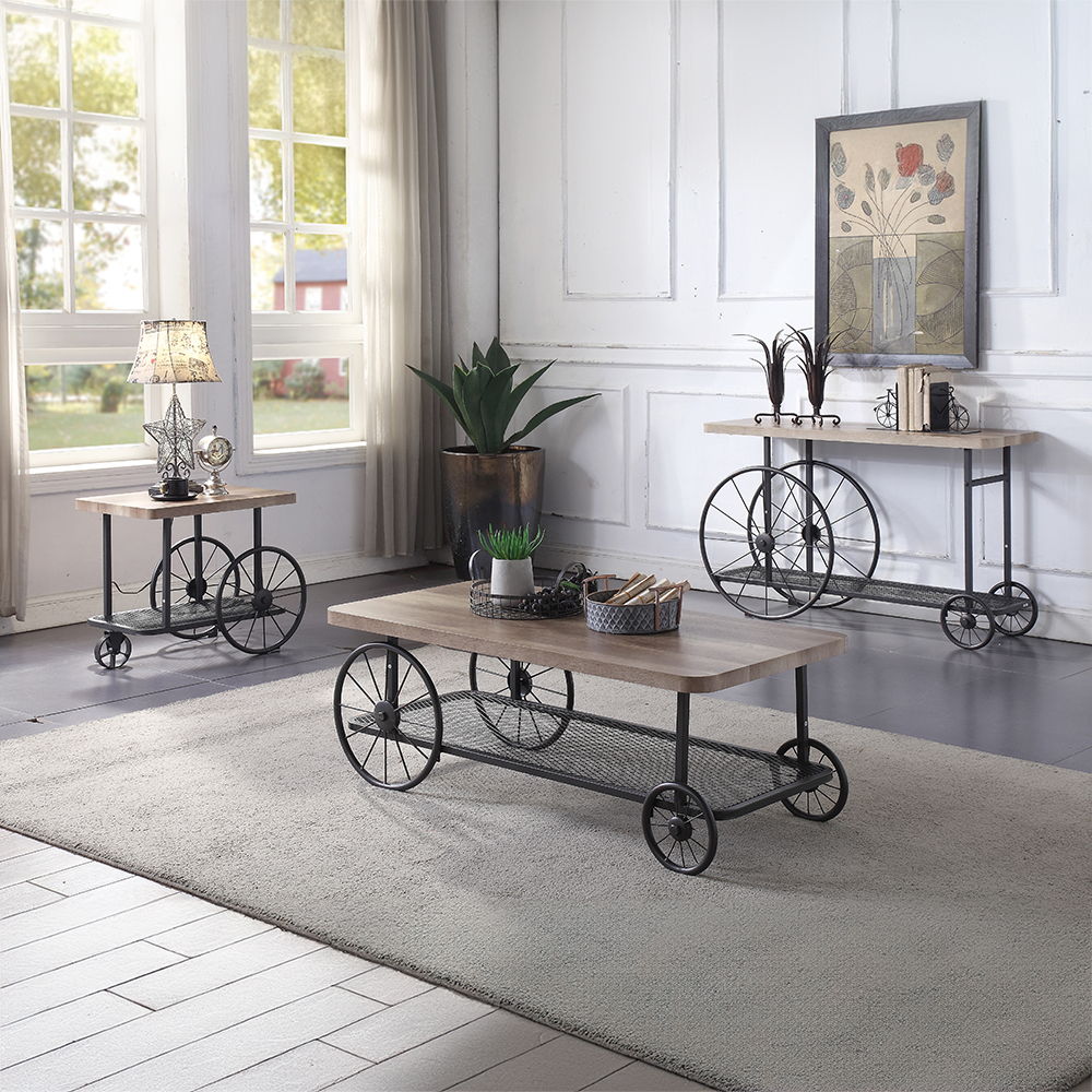Francie - Sofa Table - Oak & Antique Gray, light brown