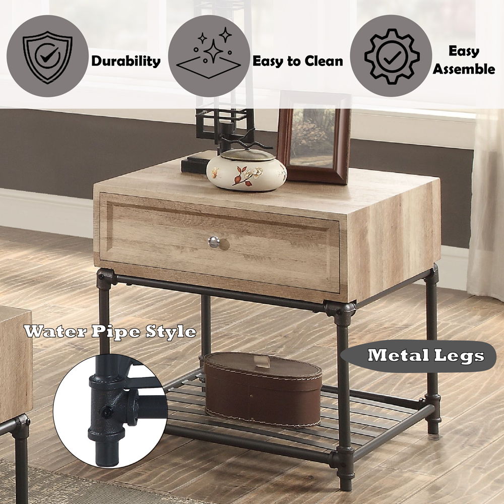 Brantley II - End Table - Oak & Sandy Black, light brown, view 6