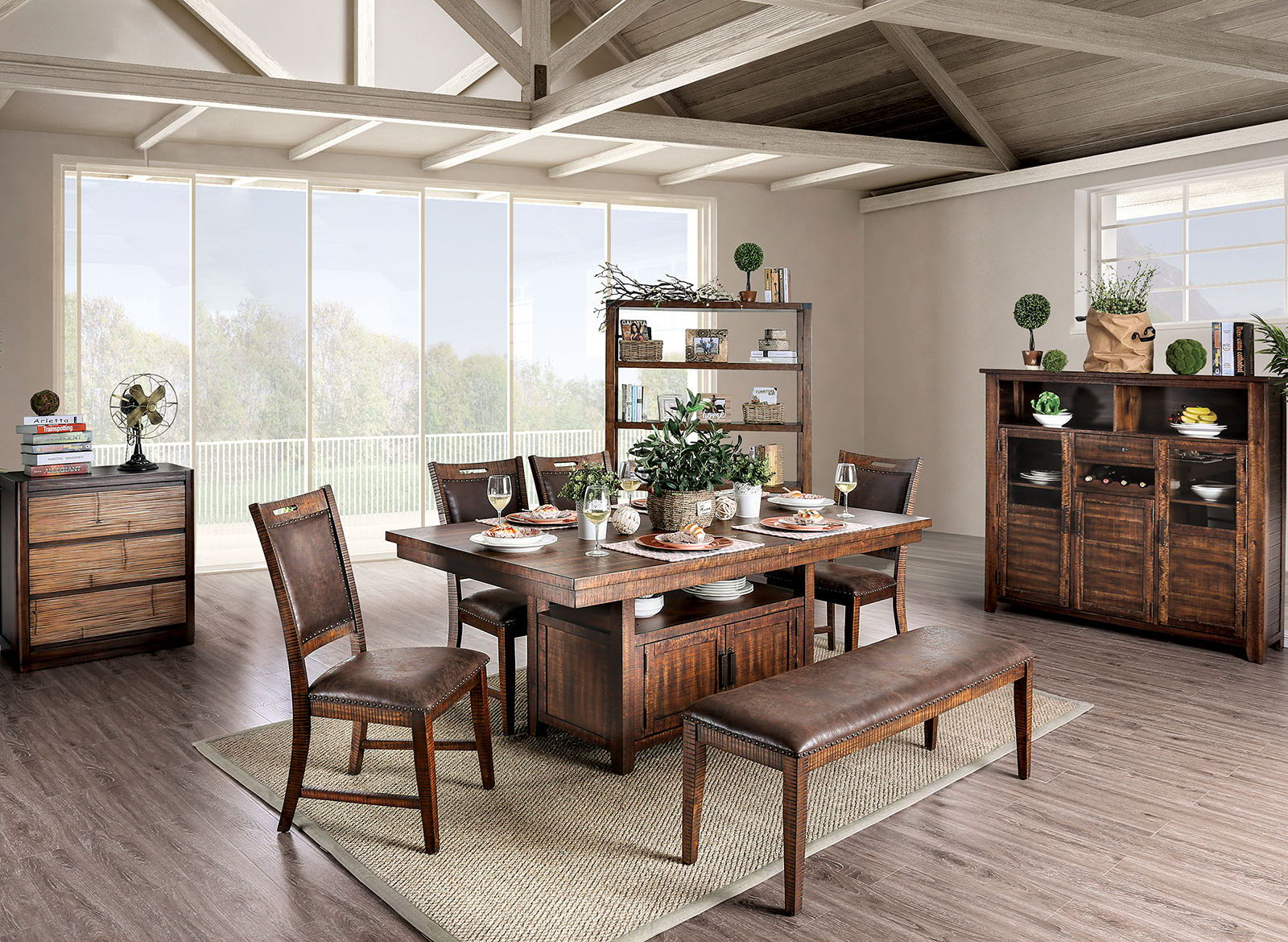 Wichita Dining Table Distressed Dark Oak New Lots Furniture