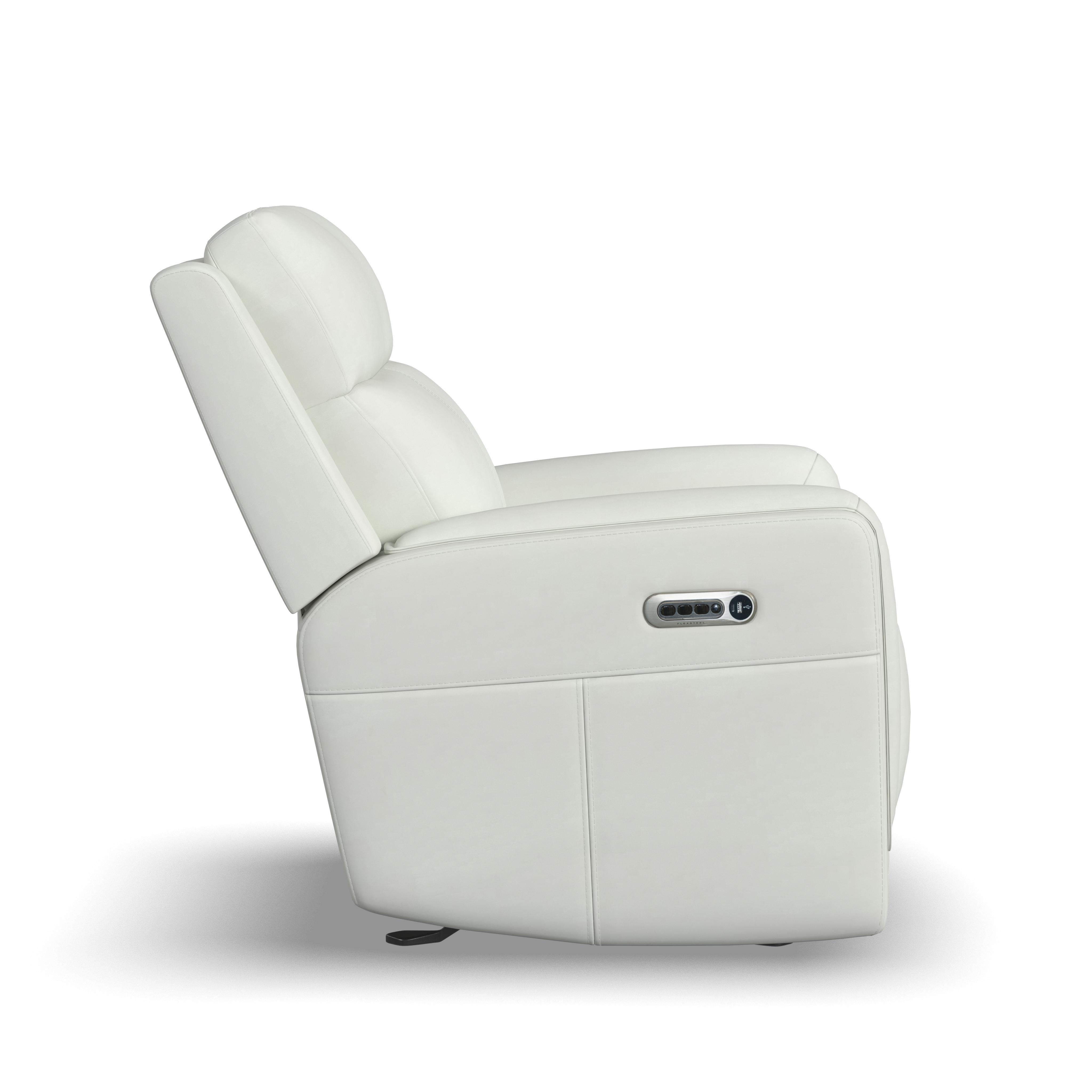 Alister - Power Gliding Recliner With Power Headrest And Lumbar - Porcelain, white, view 3