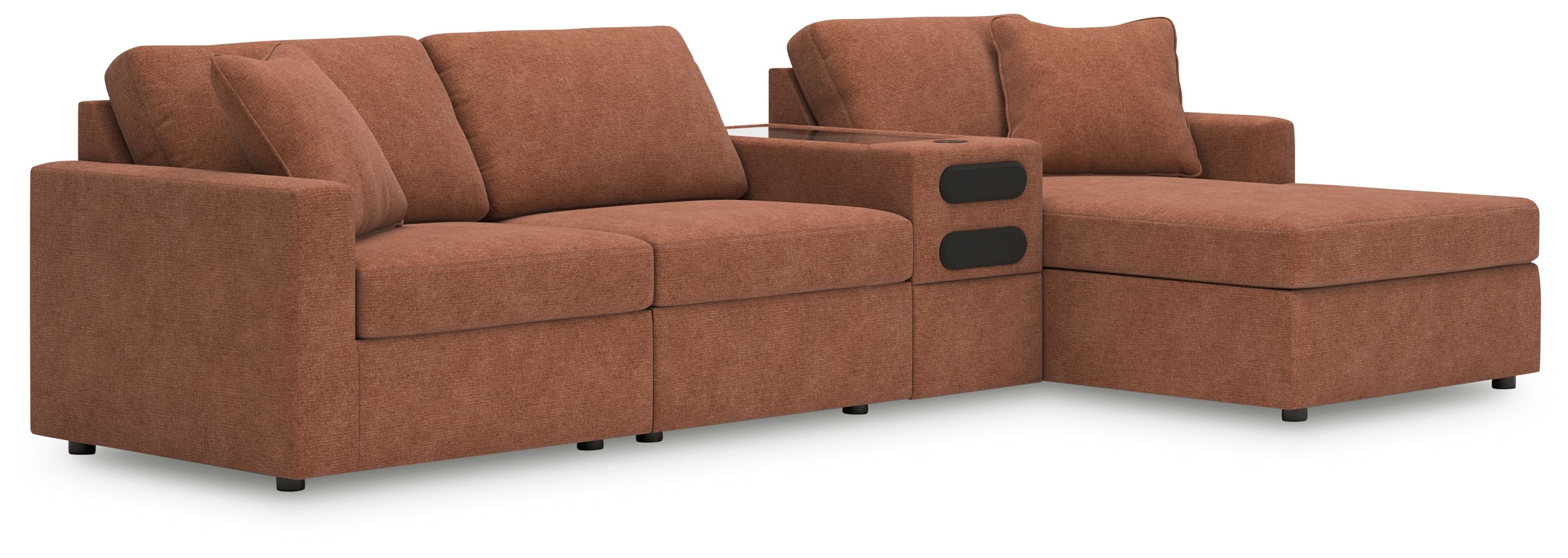 4 Pc · Sectional With Raf Corner Chaise And Audio System Console