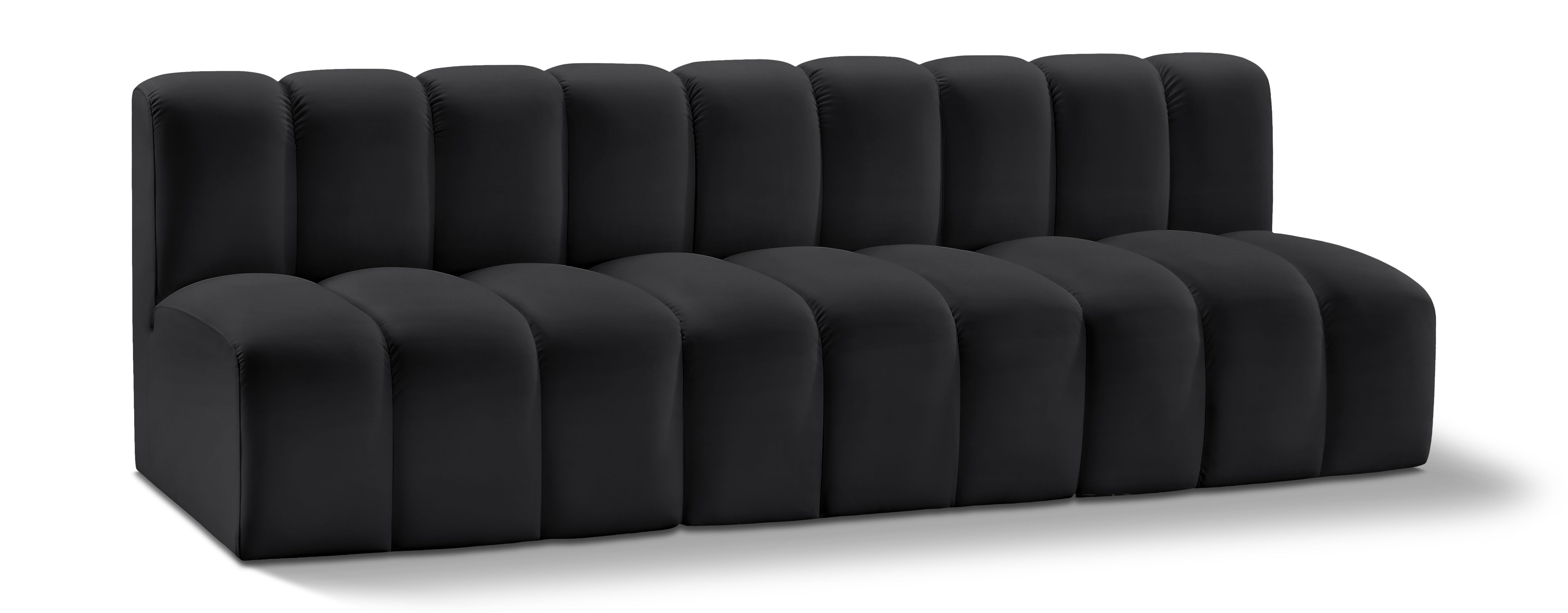 Arc - Faux Leather 3 Seats Modular Sofa - Black