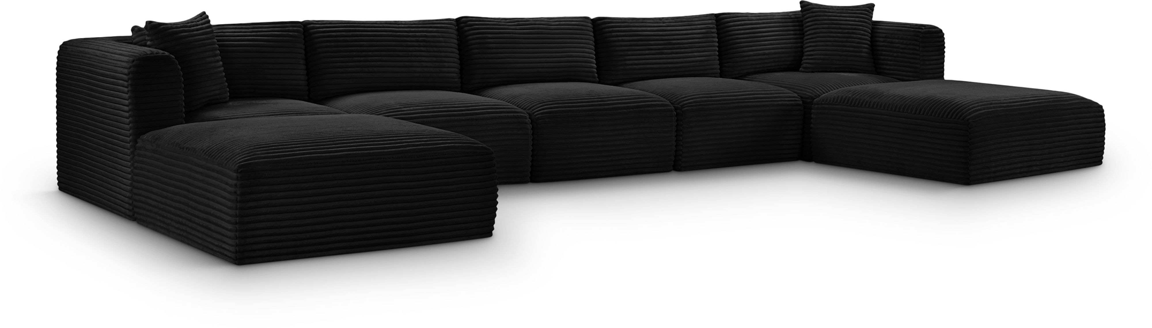 Shaggy - 7 Piece Modular Sectional With 2 Ottomans - Black