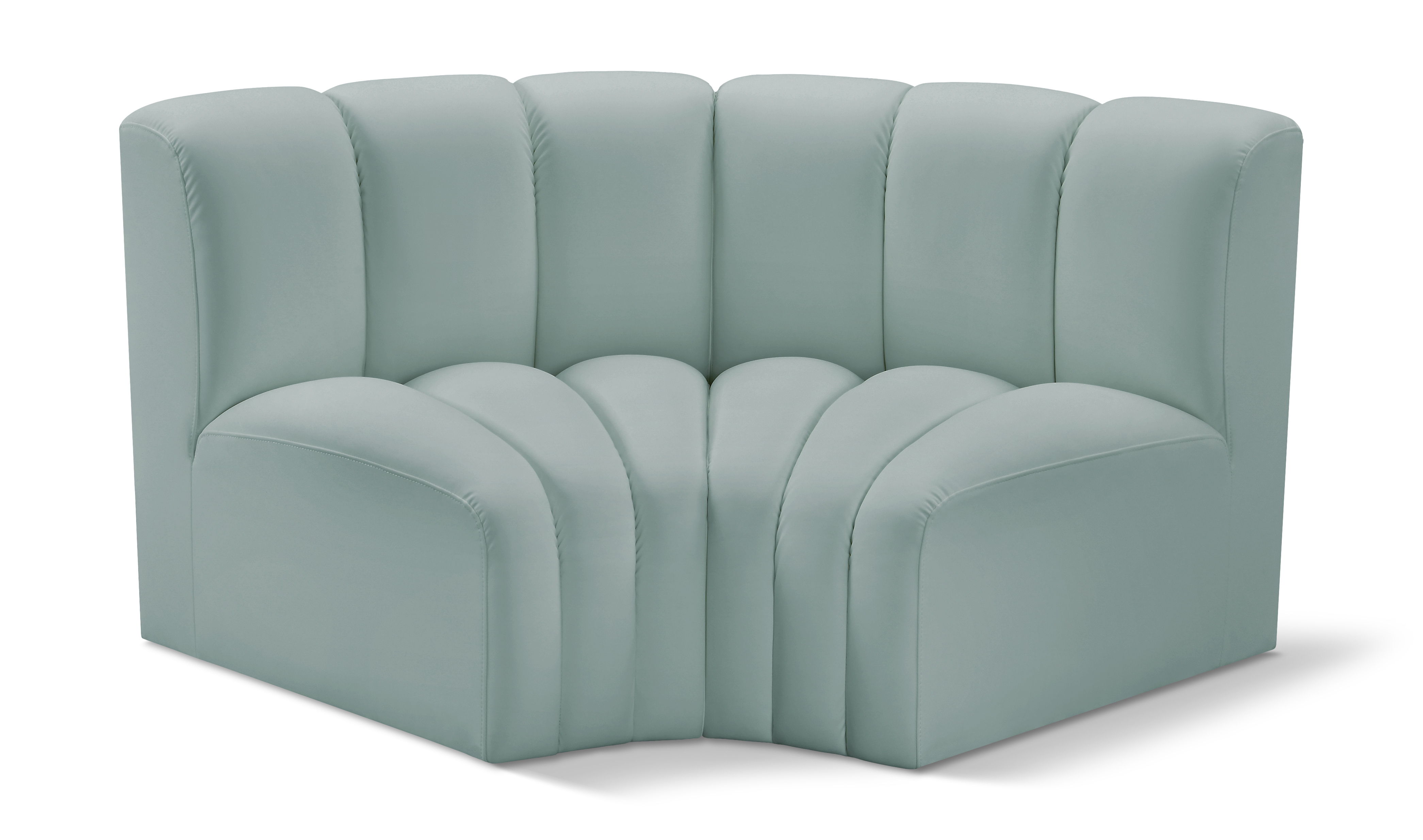 Arc - Faux Leather 2 Piece Modular Sofa - Mint Green