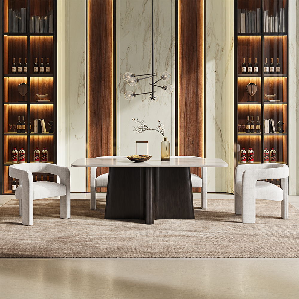 Jacory - Dining Table With Bottocino Marble Top - Espresso, dark brown, view 2