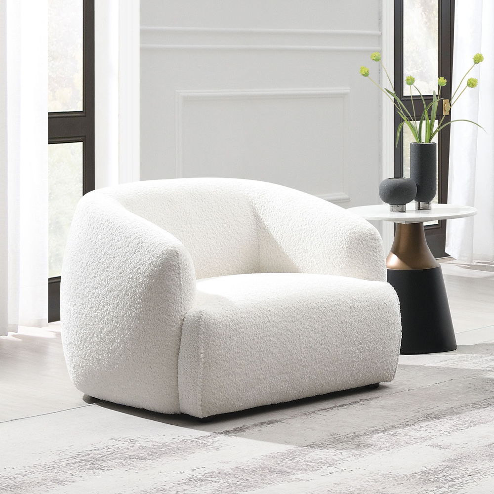 Lucifer - Chair - White Shimmer Chenille, white