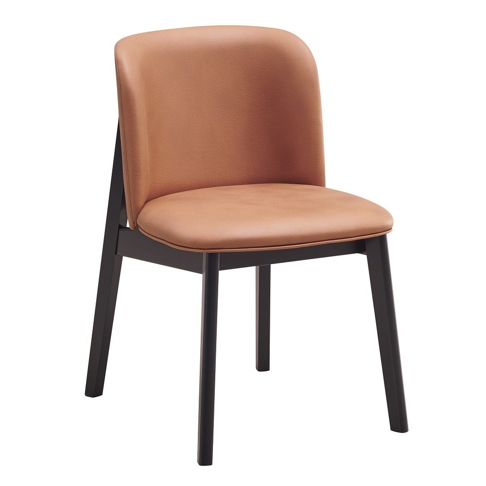 Eliora - Side Chair (Set of 2) - Camel Polish Microfiber & Black, light brown