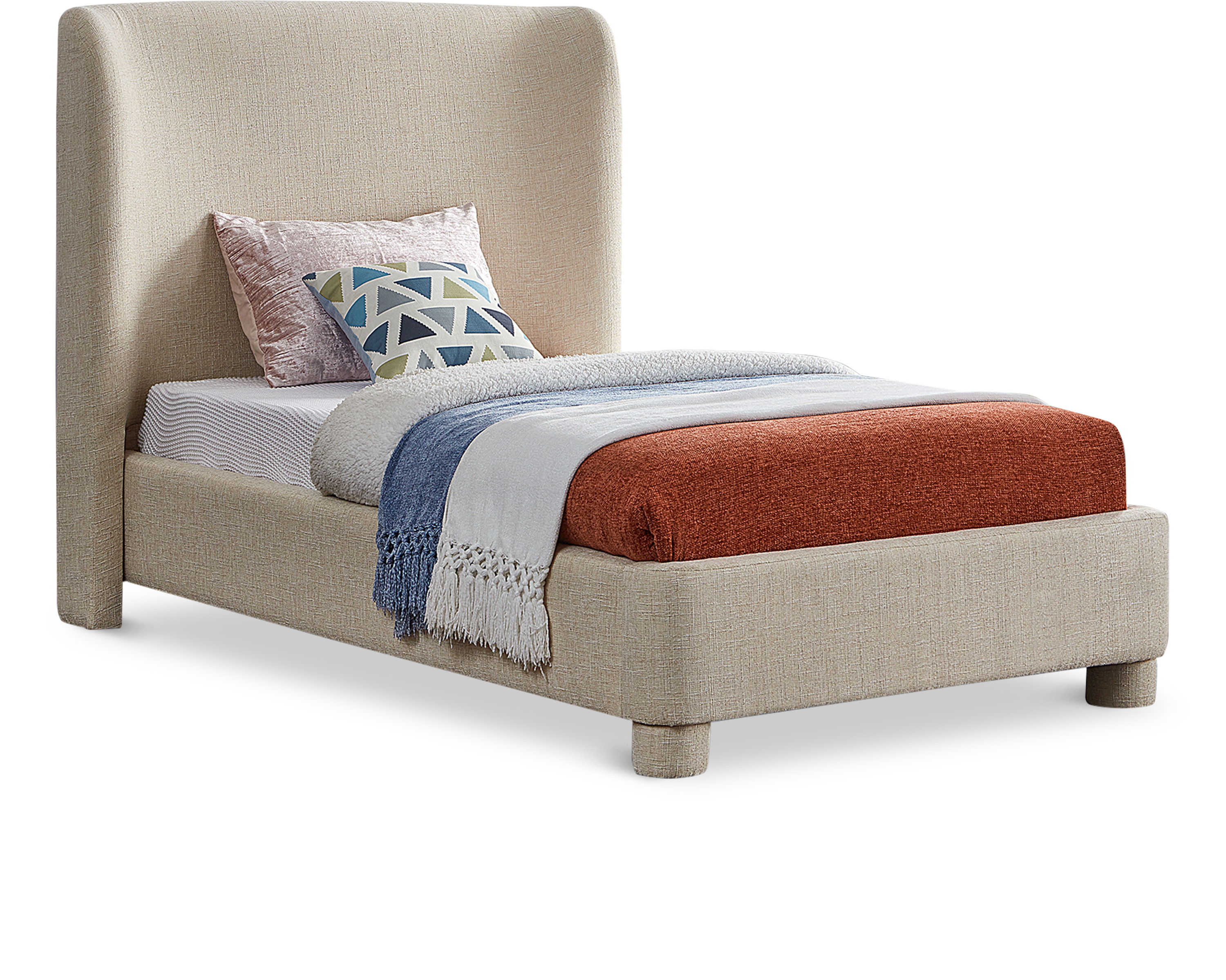 Penny - Polyester Fabric Twin Bed - Beige